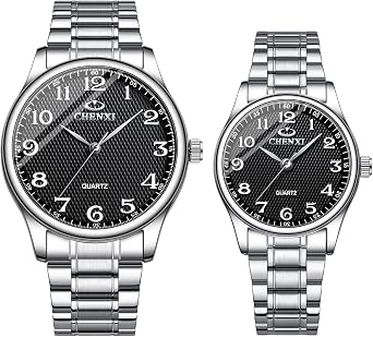 JewelryWe Watches Men Women Analogue Quartz Wrist Watch 30 m Waterproof Stainless Steel Bracelet Business Casual Watch with Luminous Hands and Watch Tool Various Models