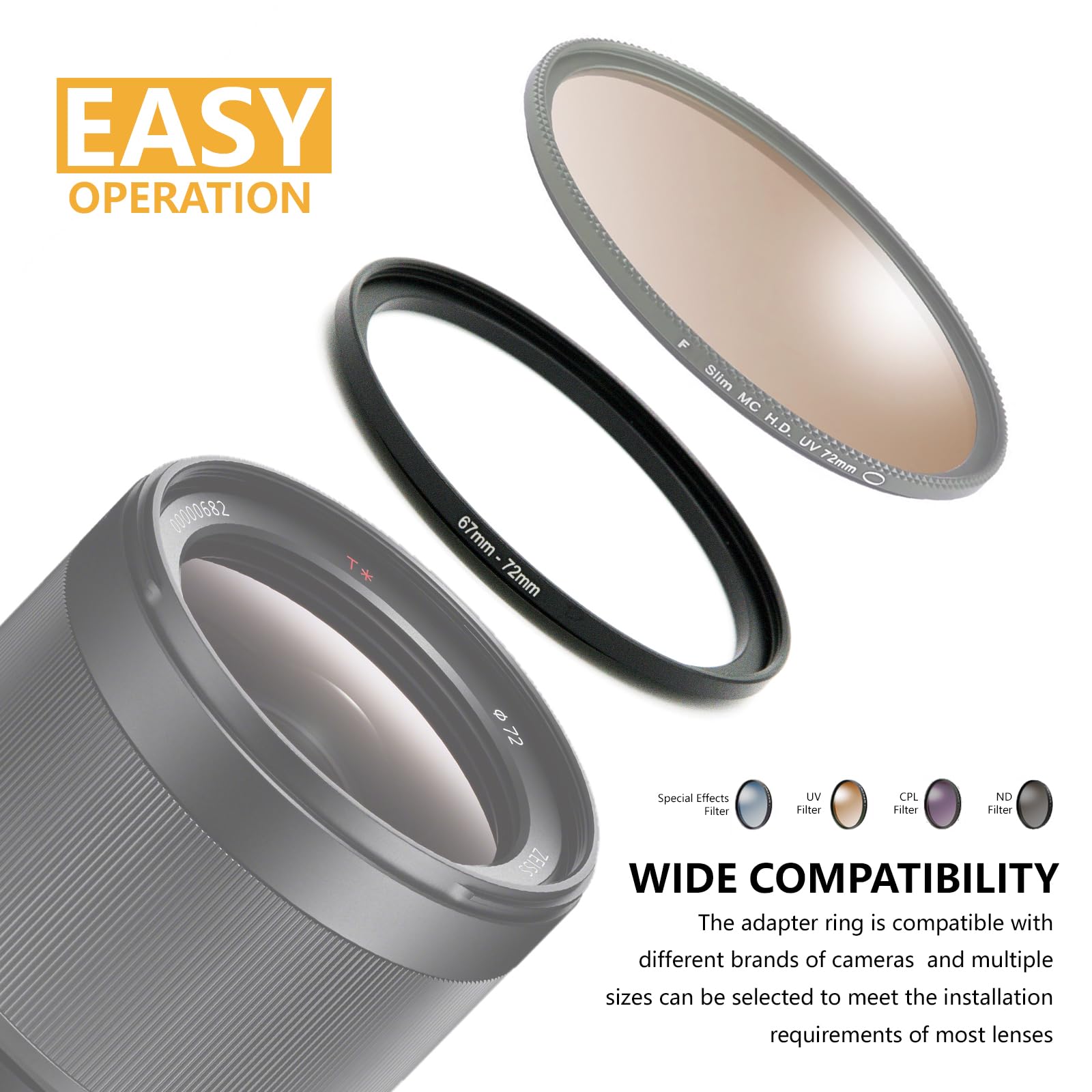 40.5mm - 43mm Filter Adapter Step-Up Adapter Filter Adapter Step Up 40.5-43