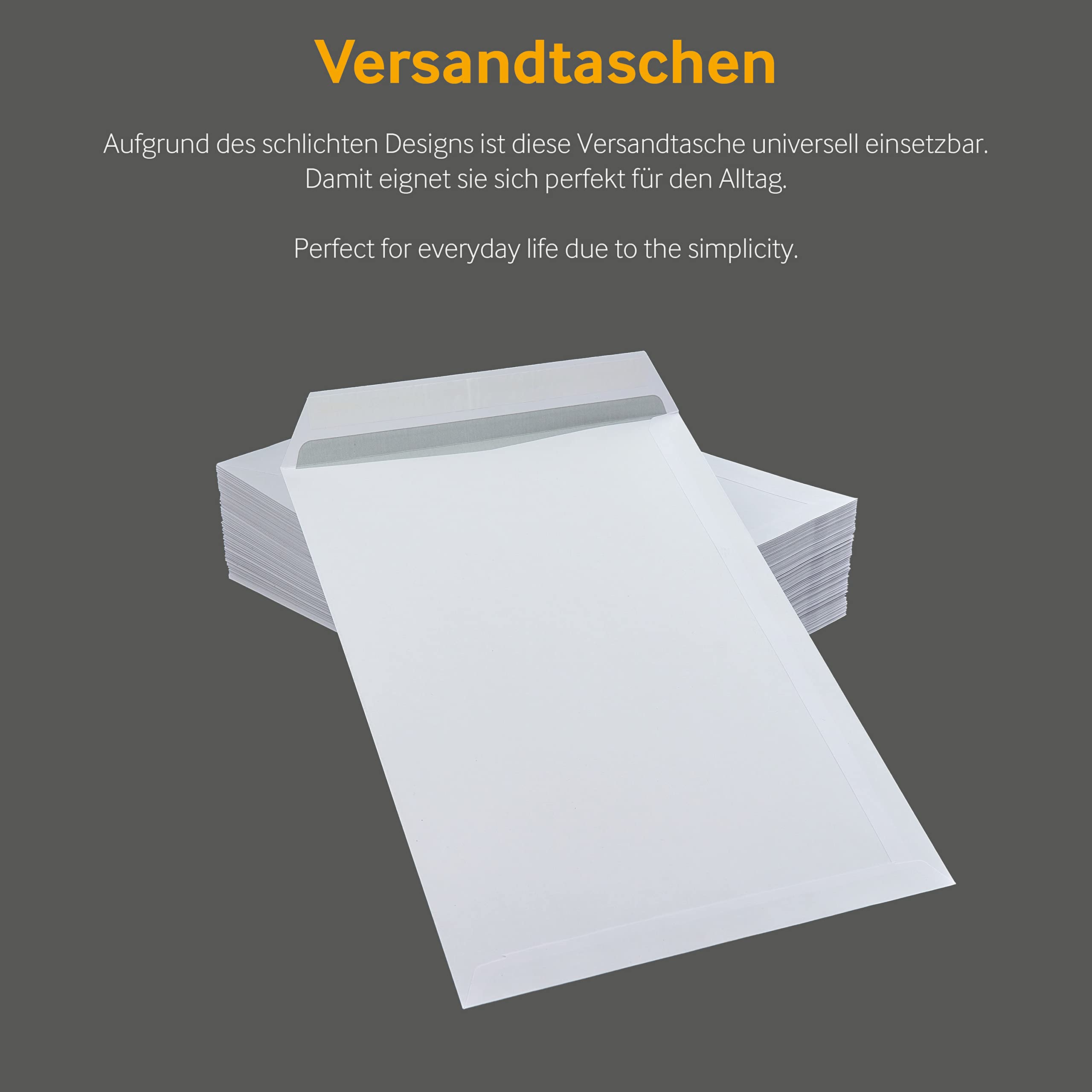 Versandtaschen DIN C4, 229 x 324 mm, ohne Fenster, 250 Stück, Weiß | Haftklebend, Gerade Klappe, 120 g/m² Offset, Blanke Briefhüllen