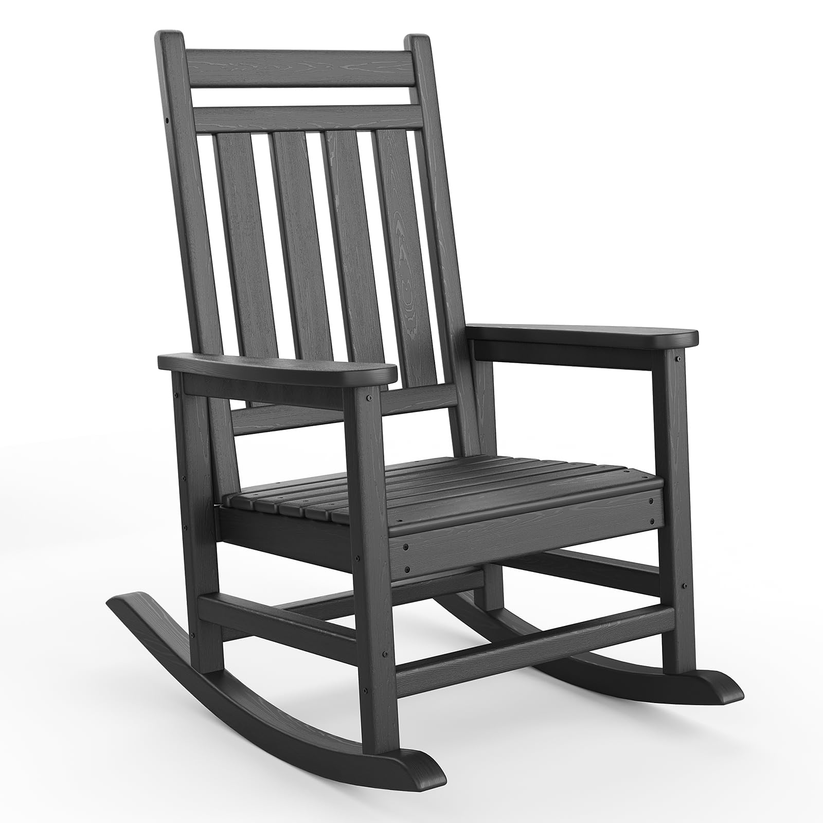 Chaise à Bascule Jardin Adirondack HDPE Garvee Effet Bois Noir