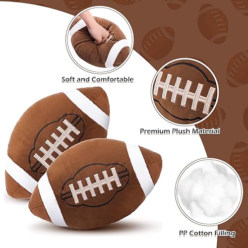 Vista 5 de HyDren 2 almohadas de felpa de fútbol – Almohadas suaves y esponjosas de fútbol de 12 pulgadas para niños, niñas, dormitorio, cuarto de bebé
