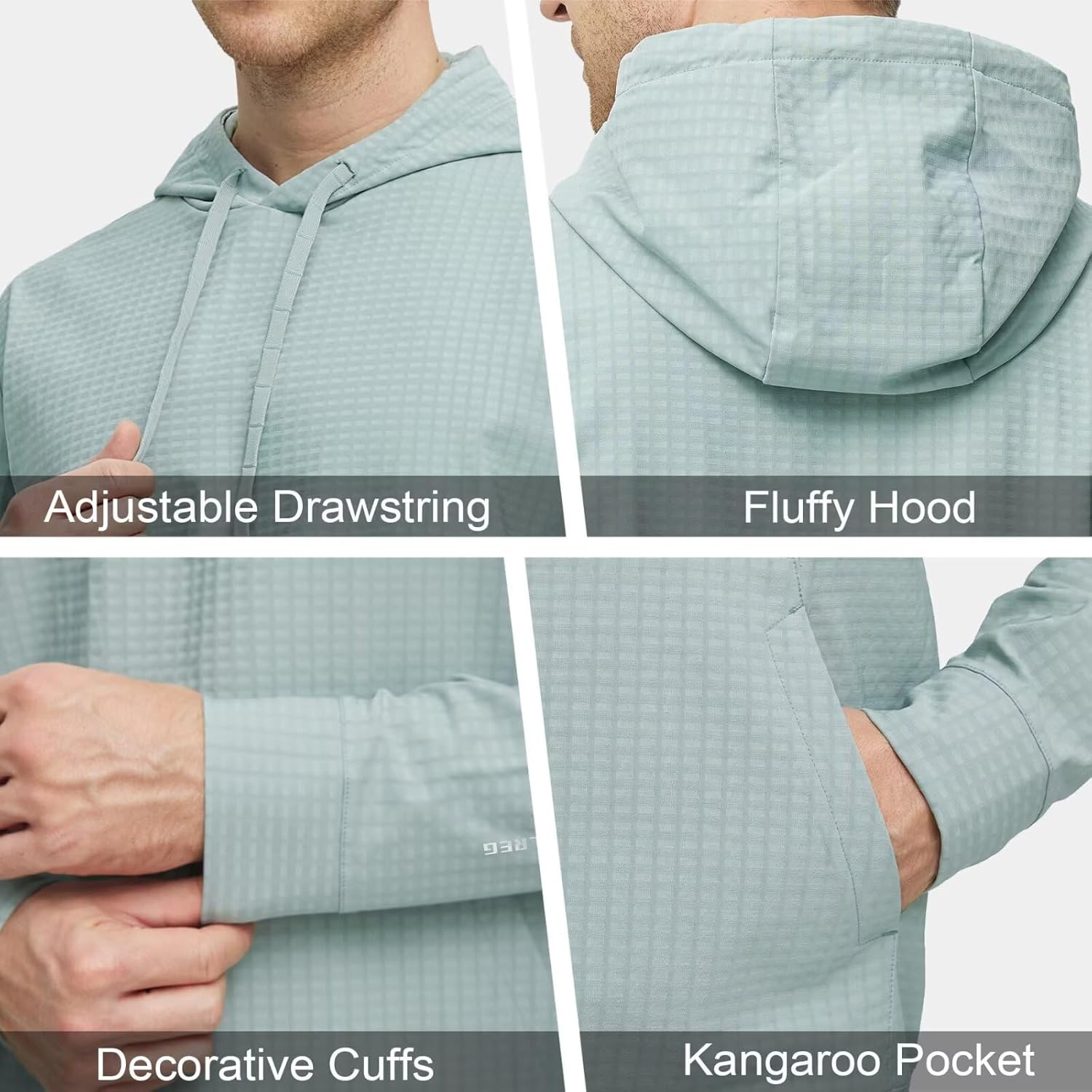 M MAELREG Hoodies for Men Micro Fleece Sweatshirts Lightweight Water-repellent Athletic Golf Midlayer Mens Hoodies Pullover
