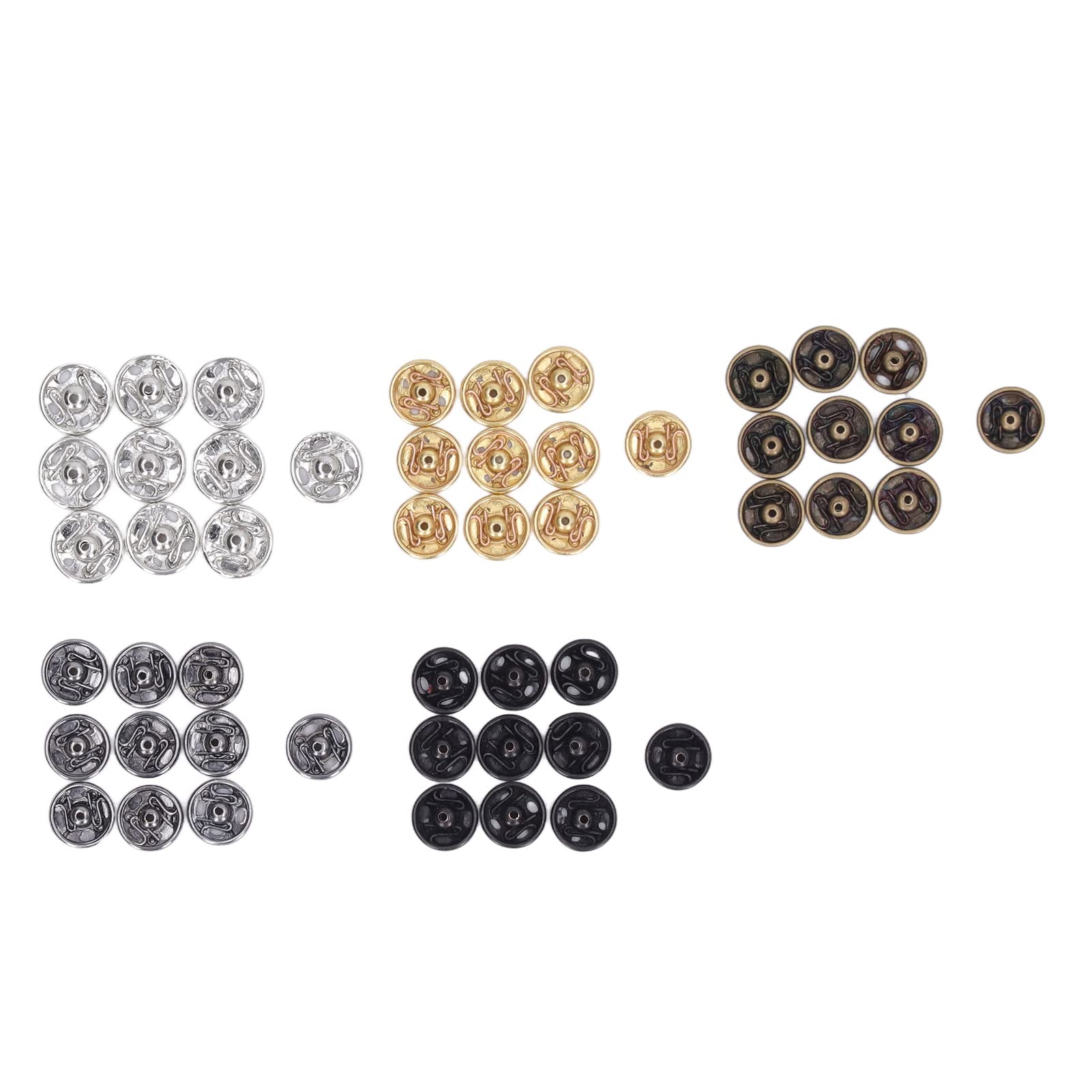 SIXRUN Mini Bottoni Automatici da 5 Mm, 100 Pezzi di Fissaggio in Metallo per Cucire Vestiti per Bambole