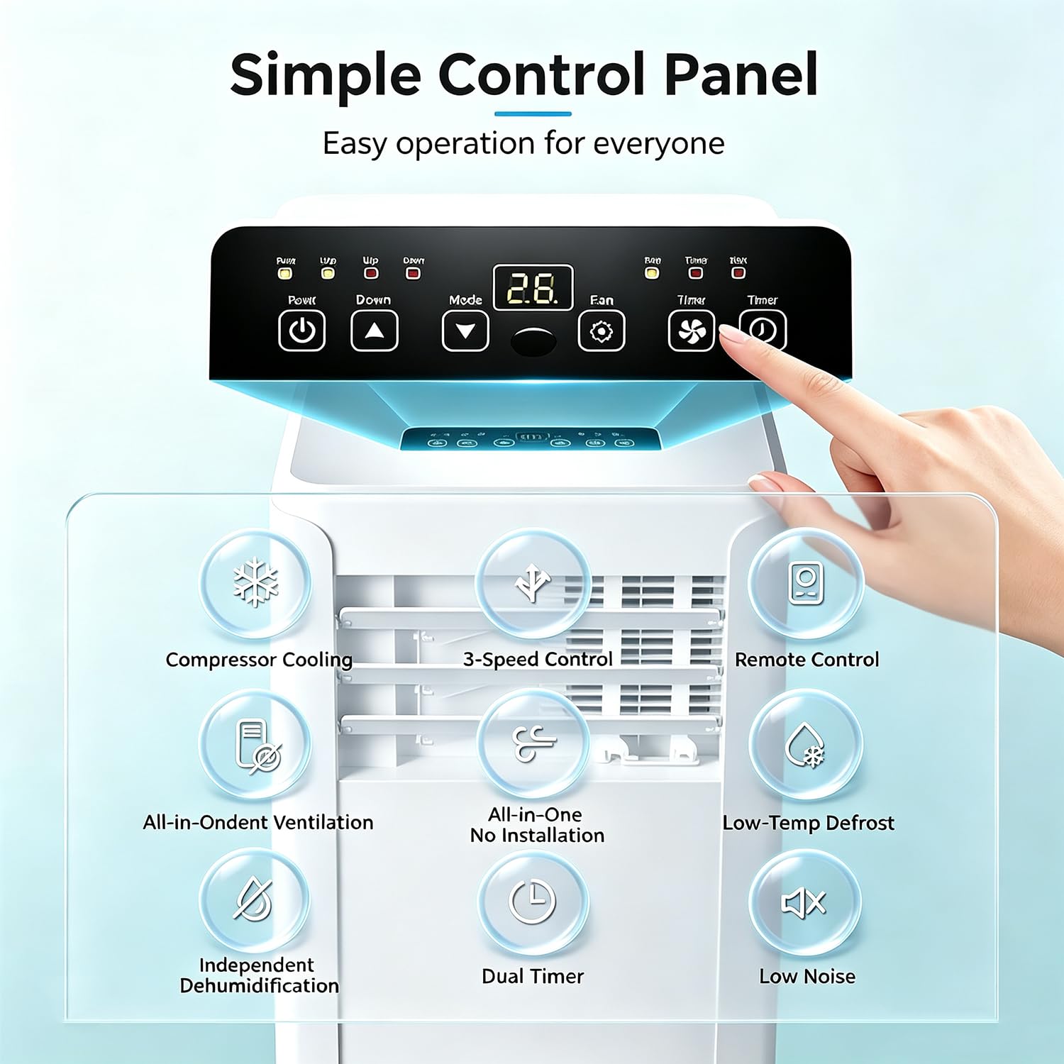 Climatiseur portable 3 en 1 de 14 000 BTU avec télécommande, minuterie 24 h et kit de ventilation pour fenêtre. Unité de climatisation mobile puissante pour la maison ou le bureau (40 m²) 14000BTU