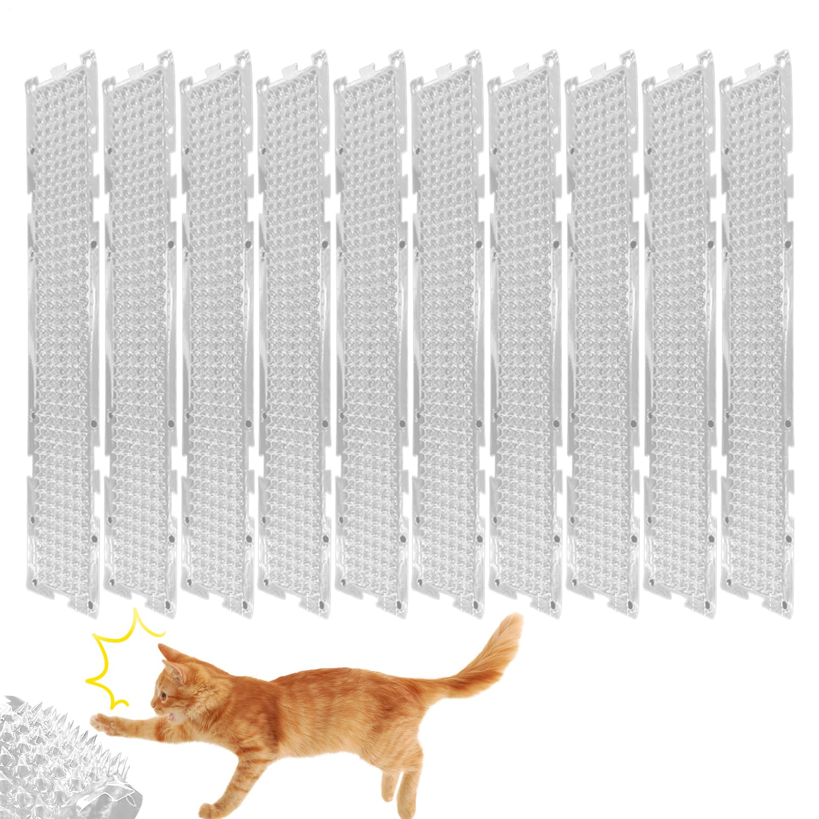 Cat Repeller Mat – 10 Pack PVC Anti-Scratch Spikes For Indoor & Outdoor Use | Protect Furniture, Garden, Balcony & Lawns From Cats