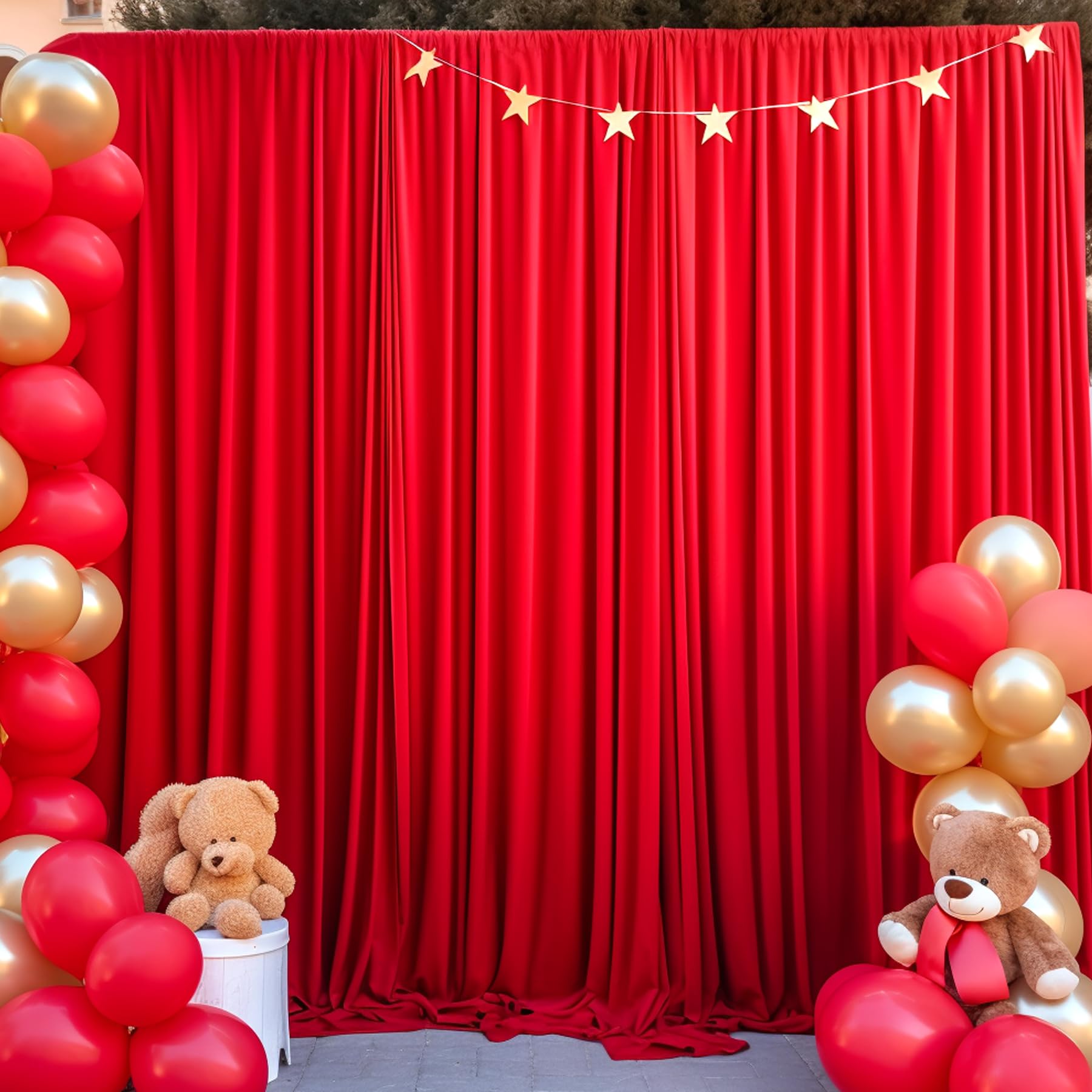Red Backdrop Curtains for Weddings Parties, 10ft Long Wrinkle Free Red Curtains Polyester Photography Backdrop Drapes for Wedding Birthday Party Baby Shower Bridal Shower Photoshoot Decorations