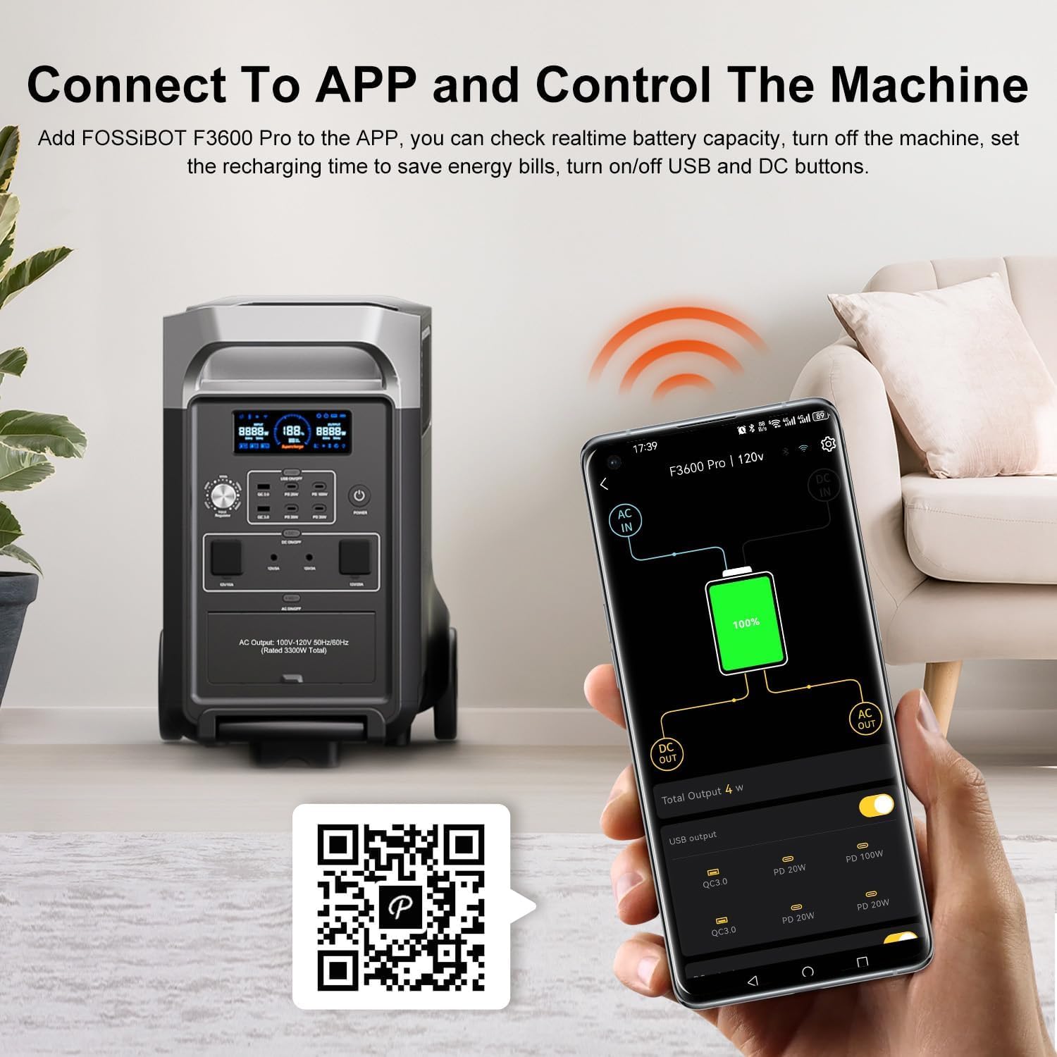 FOSSiBOT F3600 Przenośna stacja zasilania, generator fotowoltaiczny 3840 Wh, bateria LiFePO4, możliwość rozbudowy do 3.8-11.5 kWh na kempingu i w kamperze