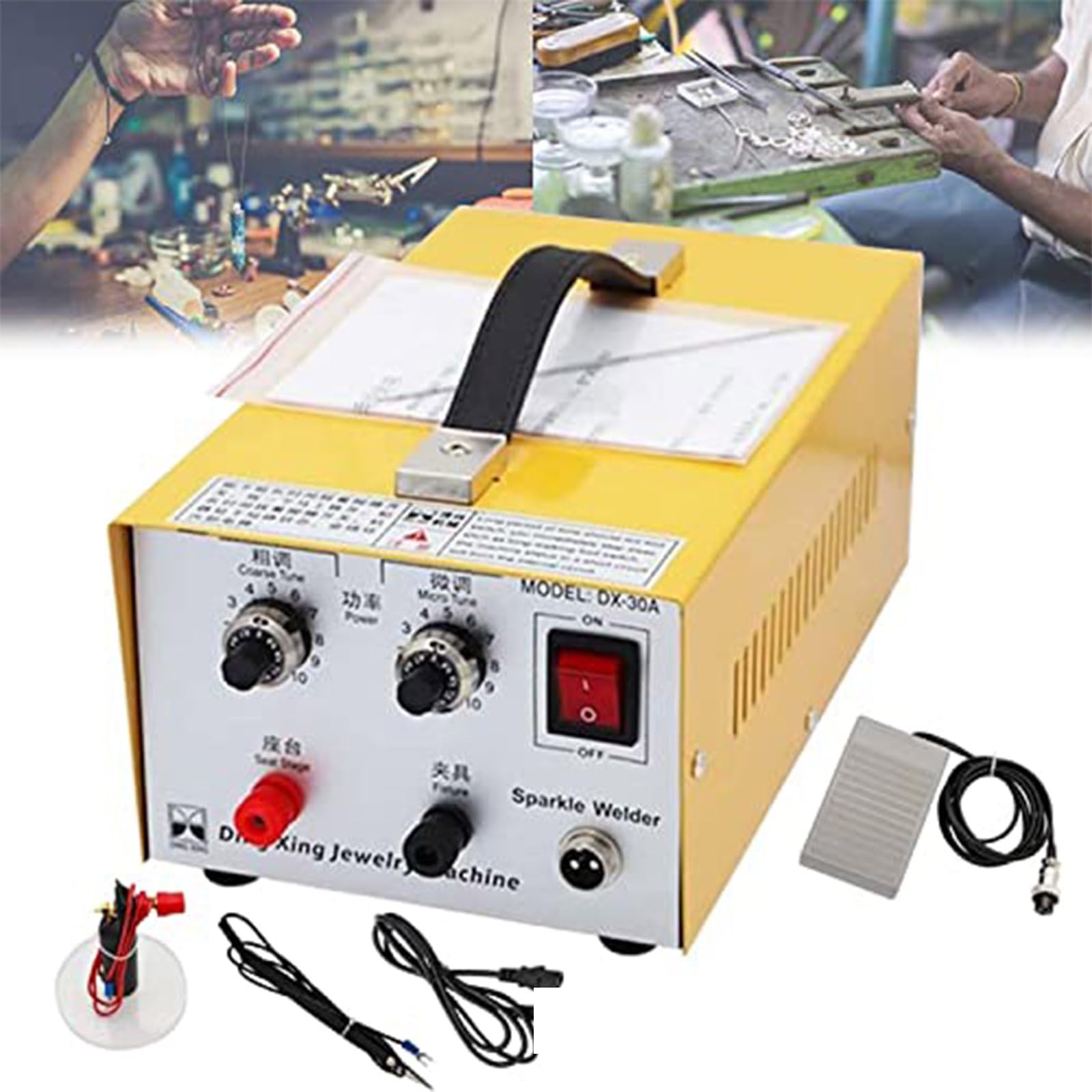 Spot Welding Machine, Portable Welder Machine 110V/220V Pulse Arc Welder for DIY Jewelry Repair Metal Aluminum Gold Silver Steel Spot Welder and Soldering, With Foot Pedal Tools,Yellow (Yellow )