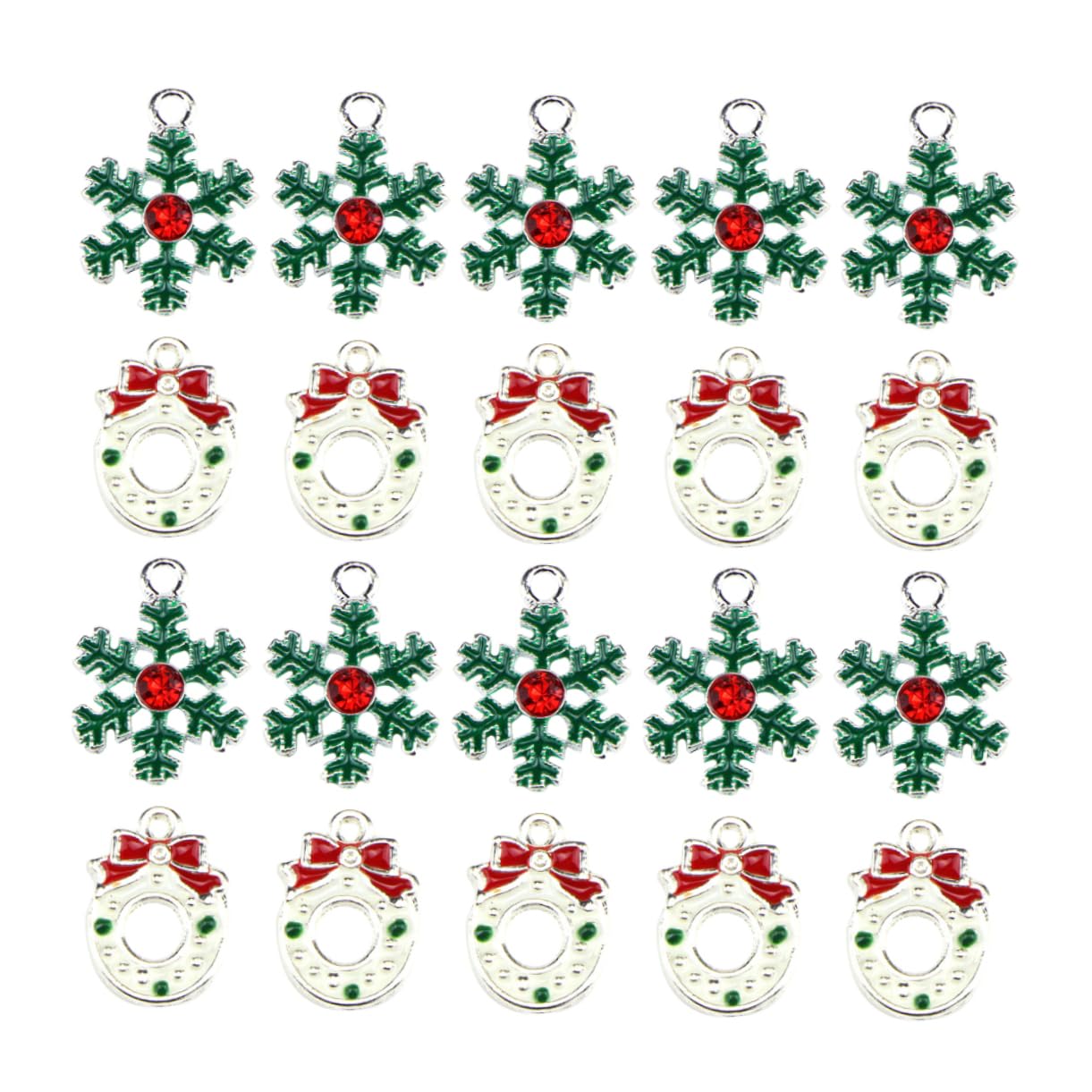 STOBOK 3 Set Di Ciondoli Natalizi Unici Ciondoli in Lega Per Kit Di Creazione Di Gioielli Ghirlande Con Fiocchi Di Neve 20 Pezzi*3