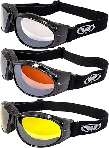Global Vision Gafas de sol para motocicleta, ATV, motocross, 2 pares de lentes transparentes para espejo y espejo de conducción