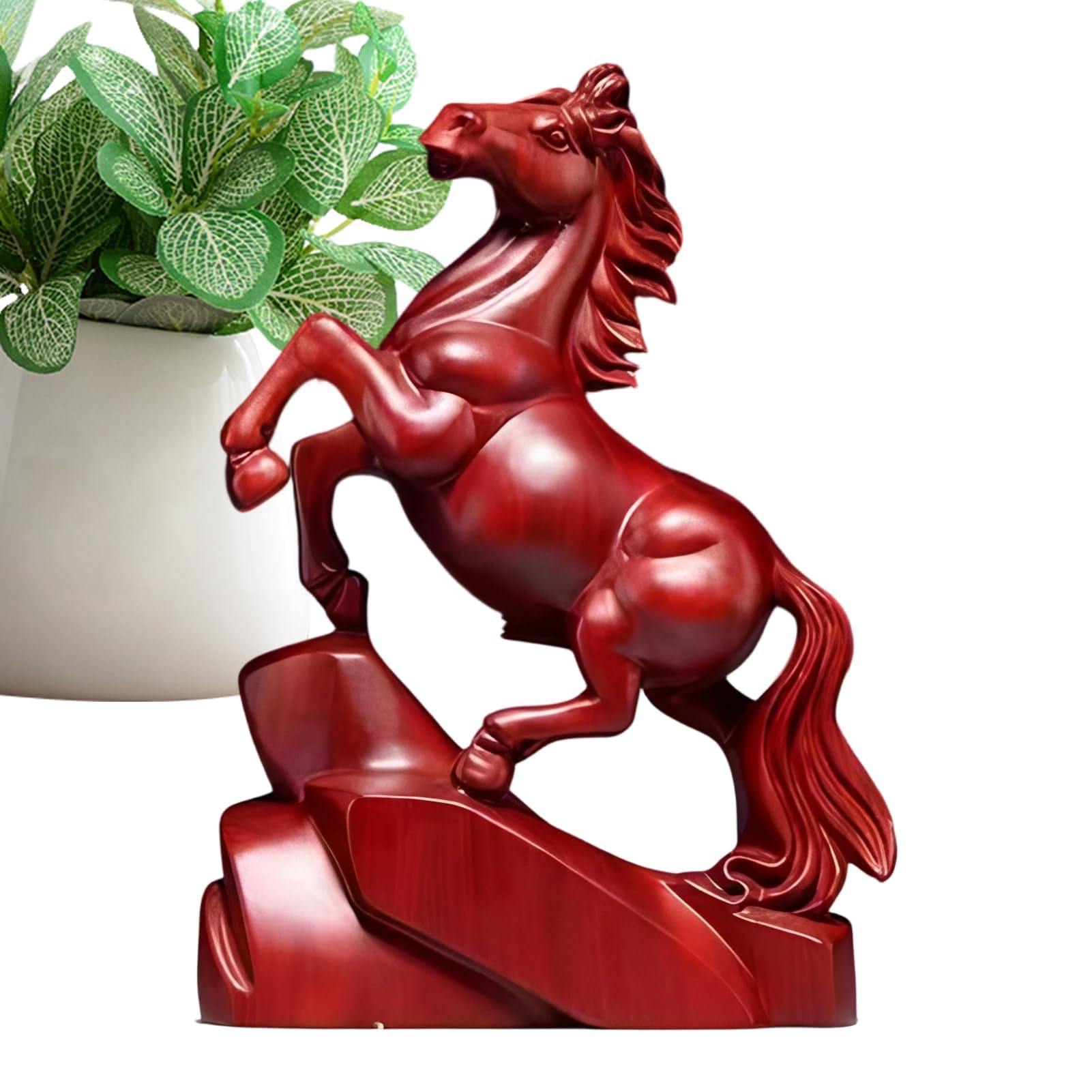 Figura de Escultura de Caballo Tallada a Mano, Adorno de Madera de bendición | Decoración significativa para Oficina, Sala de Estar, Mesa, año Nuevo Chino, Navidad, cumpleaños, Pegamento