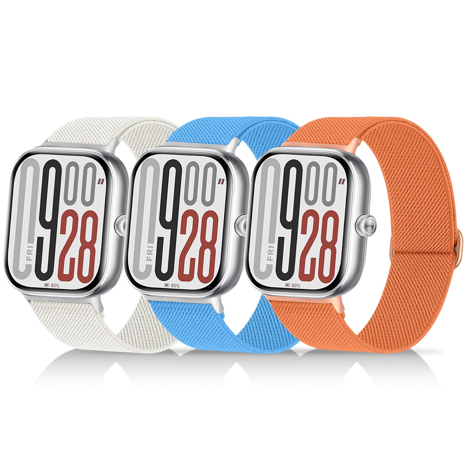 chinbersky 3 Stück Elastische Nylon Armbänder Kompatibel mit Xiaomi Smart Band 9 Pro/8 Pro Armband, Stoff Verstellbares Dehnbare Sport Loop Ersatzarmband für Xiaomi Redmi Watch 5/Watch 4 Herren Damen