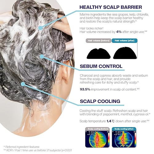 Miniatura 2 de OLGO Marine - Barra de champú de 3.5 onzas  Barra de champú sólido sin jabón para cuero cabelludo con enfriamiento  Kelp, uva marina, carbón con