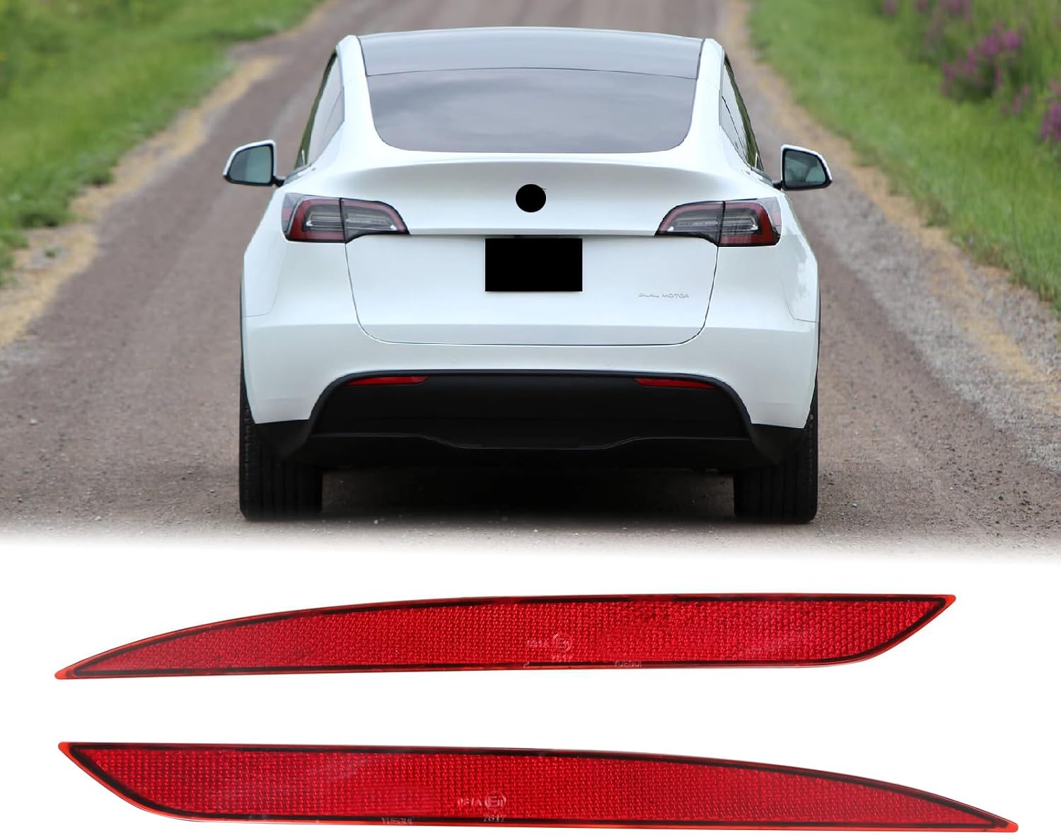 Rear Bumper Reflector Strip Cover Driver Side & Passenger Side 1495818-00-C Compatible with Tesla Model Y 2020-2023，Left+Right (Replaces 1495817-00-C)