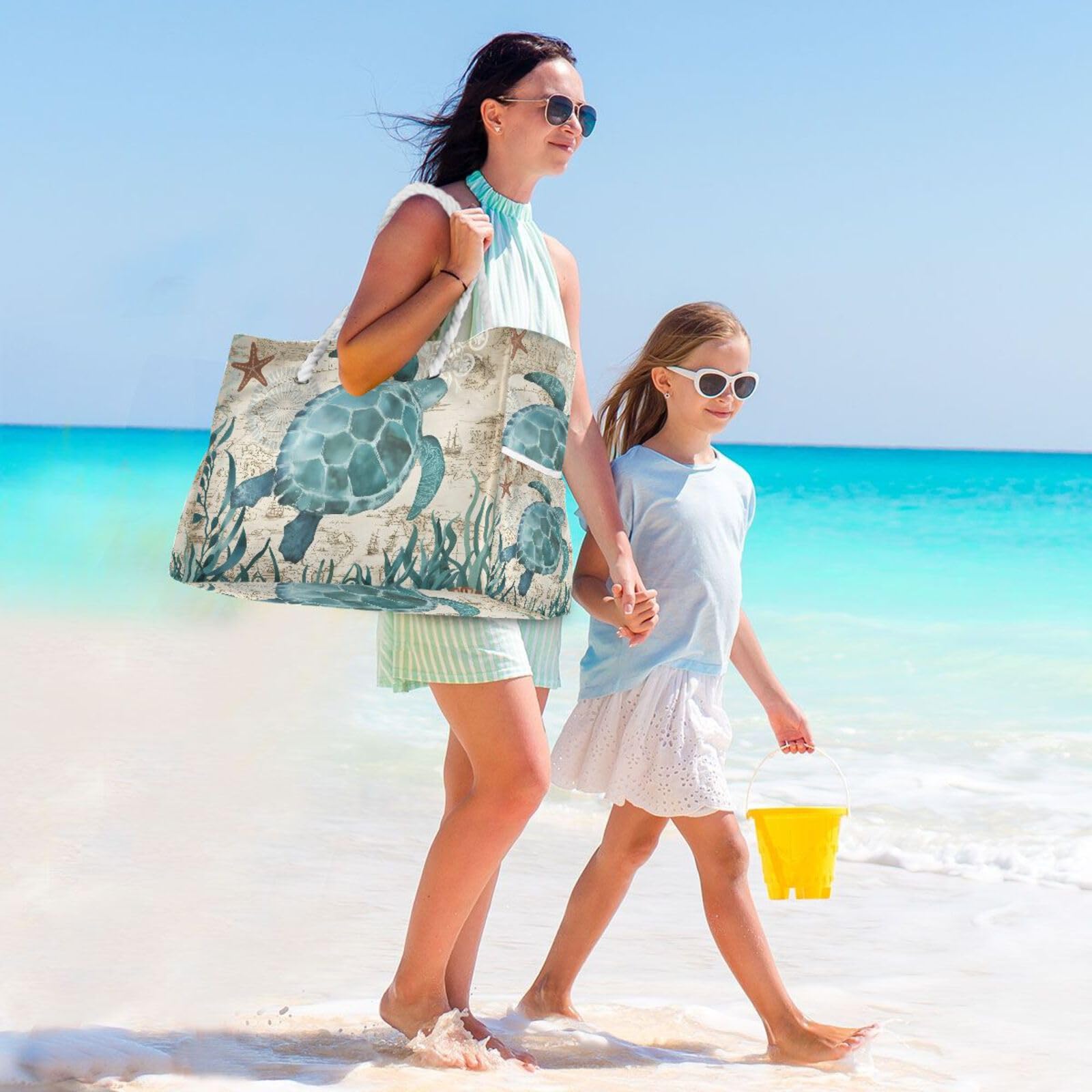 senya Große Strand-Schultertasche, Segeltuch, wasserabweisend, für Fitnessstudio, Reisen und den täglichen Gebrauch