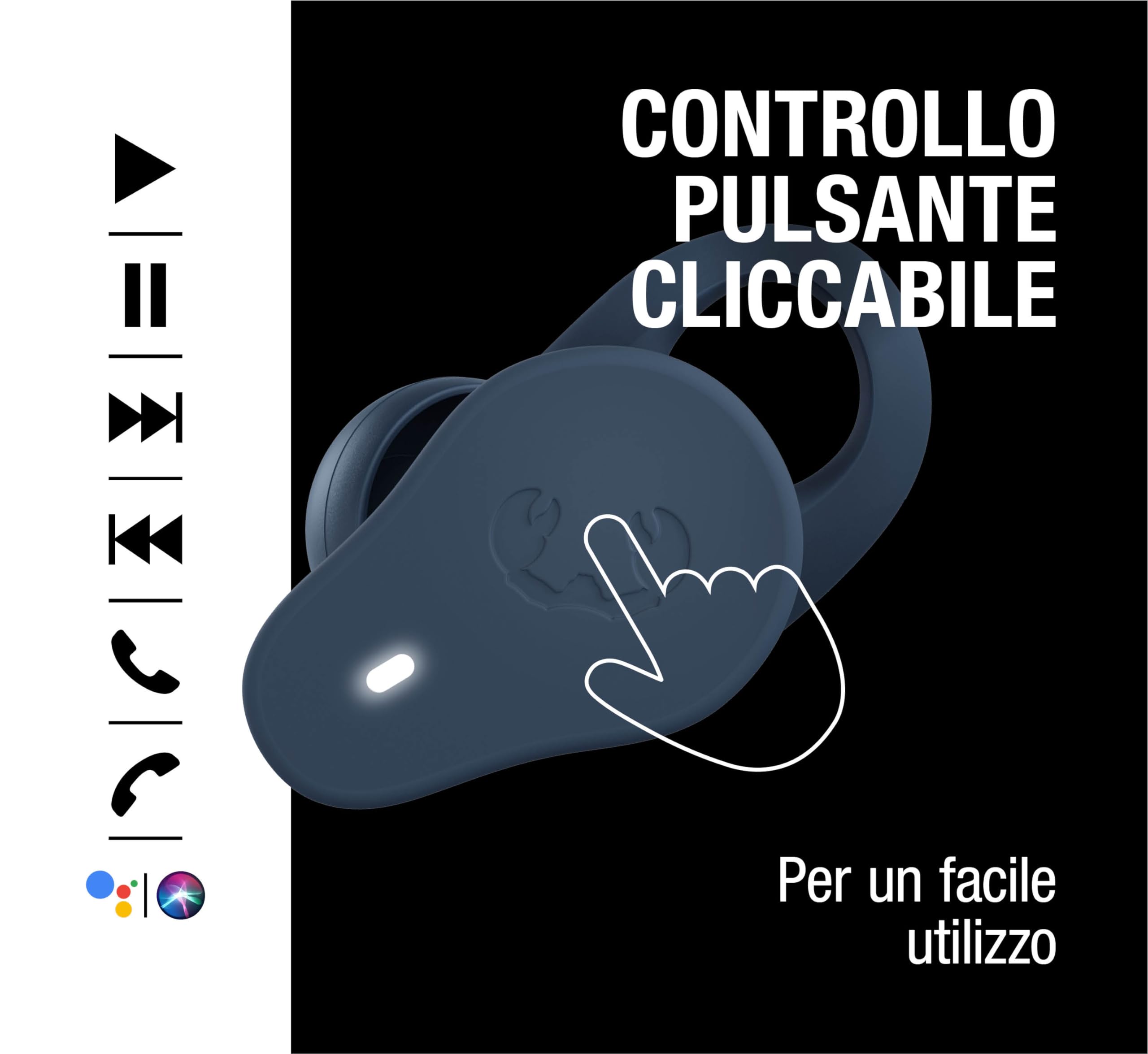 Fresh 'n Rebel Twins Rush, Cuffie Bluetooth Sportive In-Ear con Cancellazione Attiva del Rumore Ibrida, IP57 Polvere e Impermeabile, Microfono Incorporato, Controllo a Pulsante (Steel Blue)