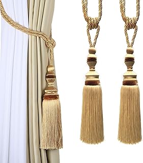 Fenghuangwu 2Pcs Curtain Tiebacks Tassel Tie-Backs, Elegant Curtain Tie ...