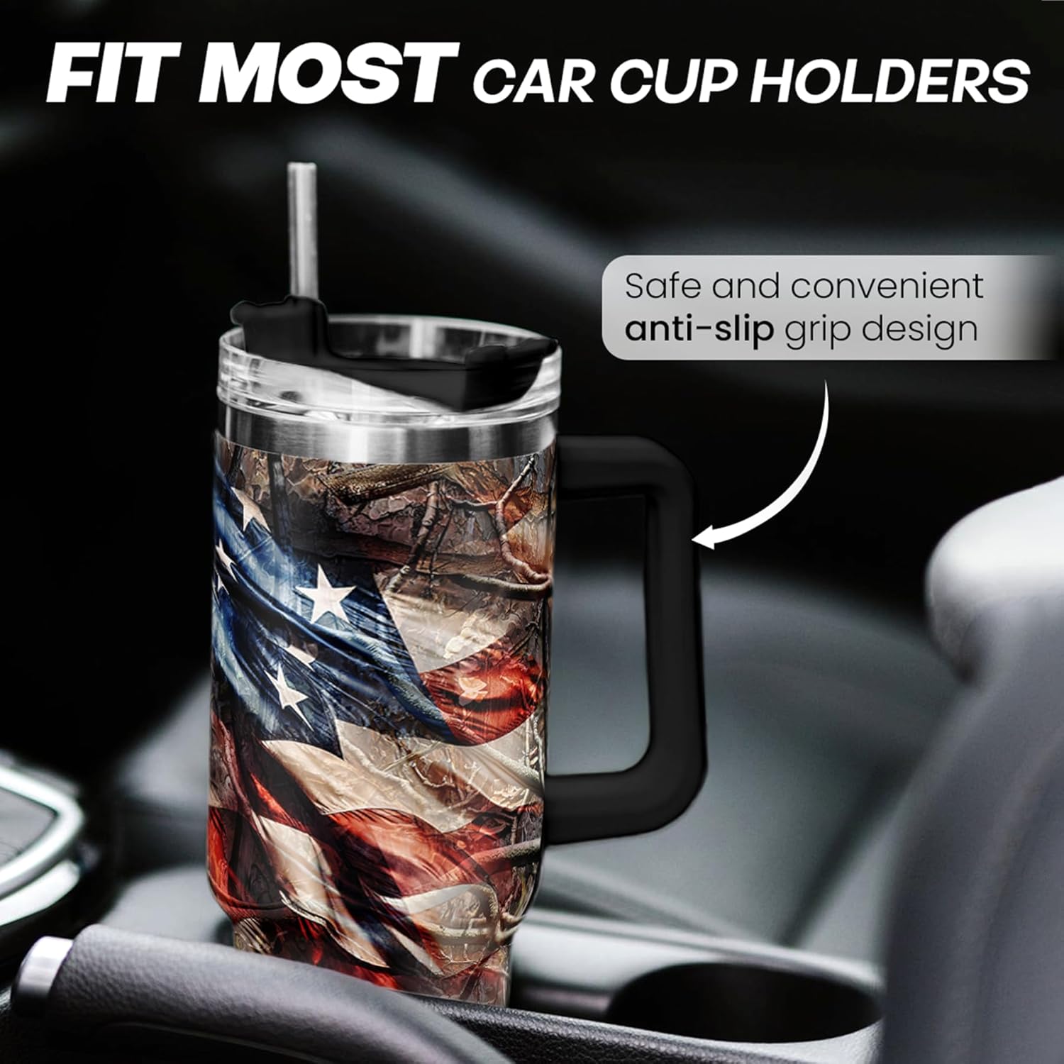 Hunting Tumbler with Handle for Men, Hunter Gifts for Men Dad Grandpa Husband Boyfriend, 40oz Stainless Steel Insulated Tumblers Hunters Gift for Birthday Christmas Fathers Day - Image 6