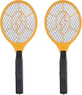Electric Fly Swatter Handheld Bug Zapper - Indoor Outdoor Zapping Racket for Pest Mosquito & Flies - Battery Powered Safe to Touch with 3-Layer Safety Mesh, Standard Size, Pack of 2