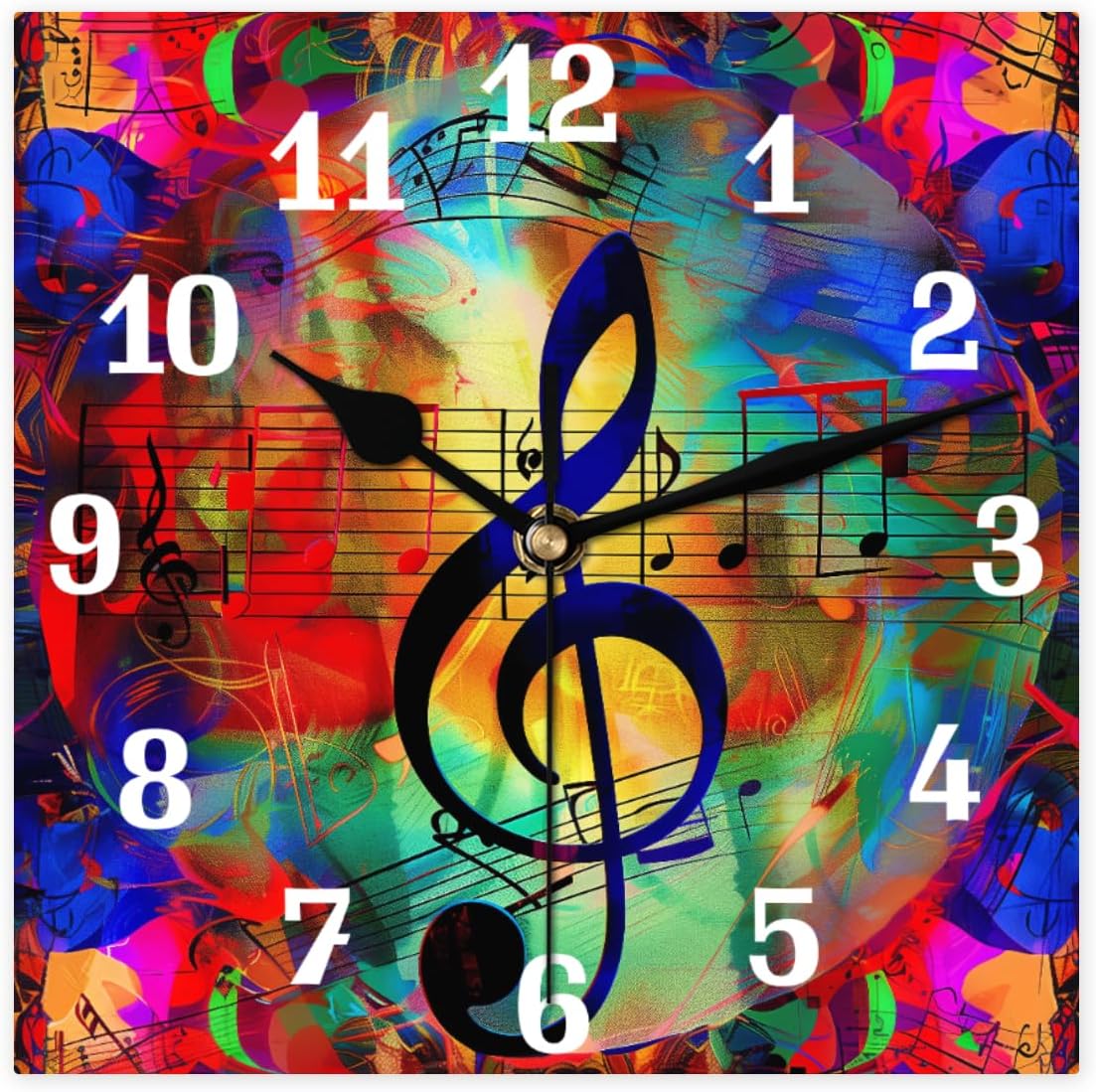 AUUXVA Wall Clock Abstract Art Music Note, Silent Non Ticking Clock for Kitchen Living Room Bedroom Home Artwork Gift