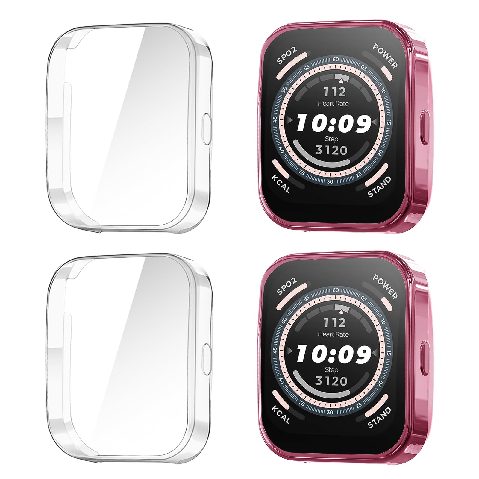 Diruite 4 Piezas Funda Protectora para Amazfit Bip 5 Protector Pantalla,HD Resistente Arañazos Suave TPU Carcasa Protector para Amazfit Bip 5 Case