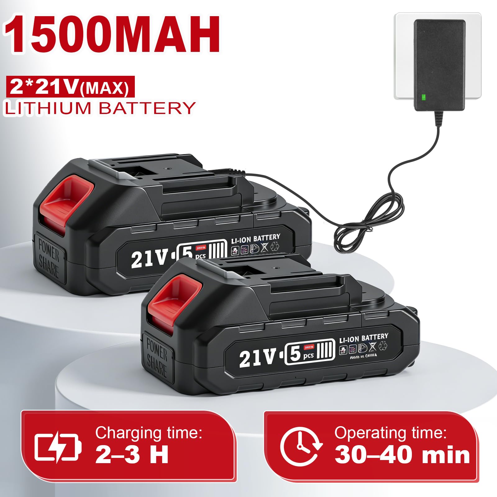 Cordless Strimmer Grass Trimmer with 2*Battery and Charger, Lightweight Strimmer Cordless, Battery Strimmer 21V MAX, Garden Strimmer Adjustable Head and Telescopic shaft for Lawn, Edges, Weeds - 3