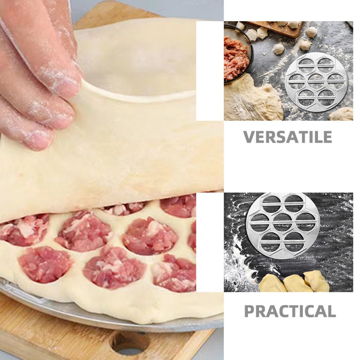 Set di Stampi per Gnocchi in Lega di Alluminio, Pressa per Ravioli 2 Pezzi 37 e 7 Fori, Utensili per Gnocchi Versatile per Cucina Casalinga e Feste