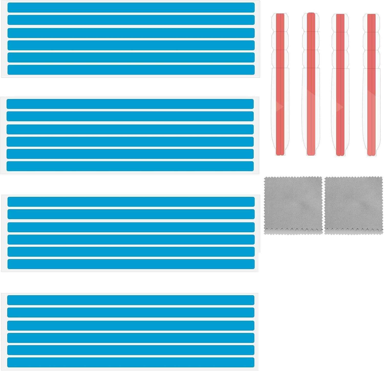 12pcs Privacy Adhesive Screen Tape Strips and 2pcs Plastic Slide Mount Tabs for Computer Monitors with Microfiber Cloth for Easily Installing Privacy Laptop Screen Protector - Replacement Kits