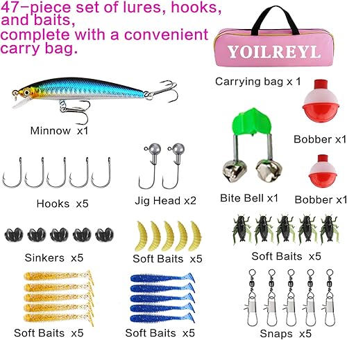 Miniatura 5 de Juego de caña de pescar telescópica plegable y carrete con botón de presión, caña de pescar pequeña para principiantes, juego de caña de pescar