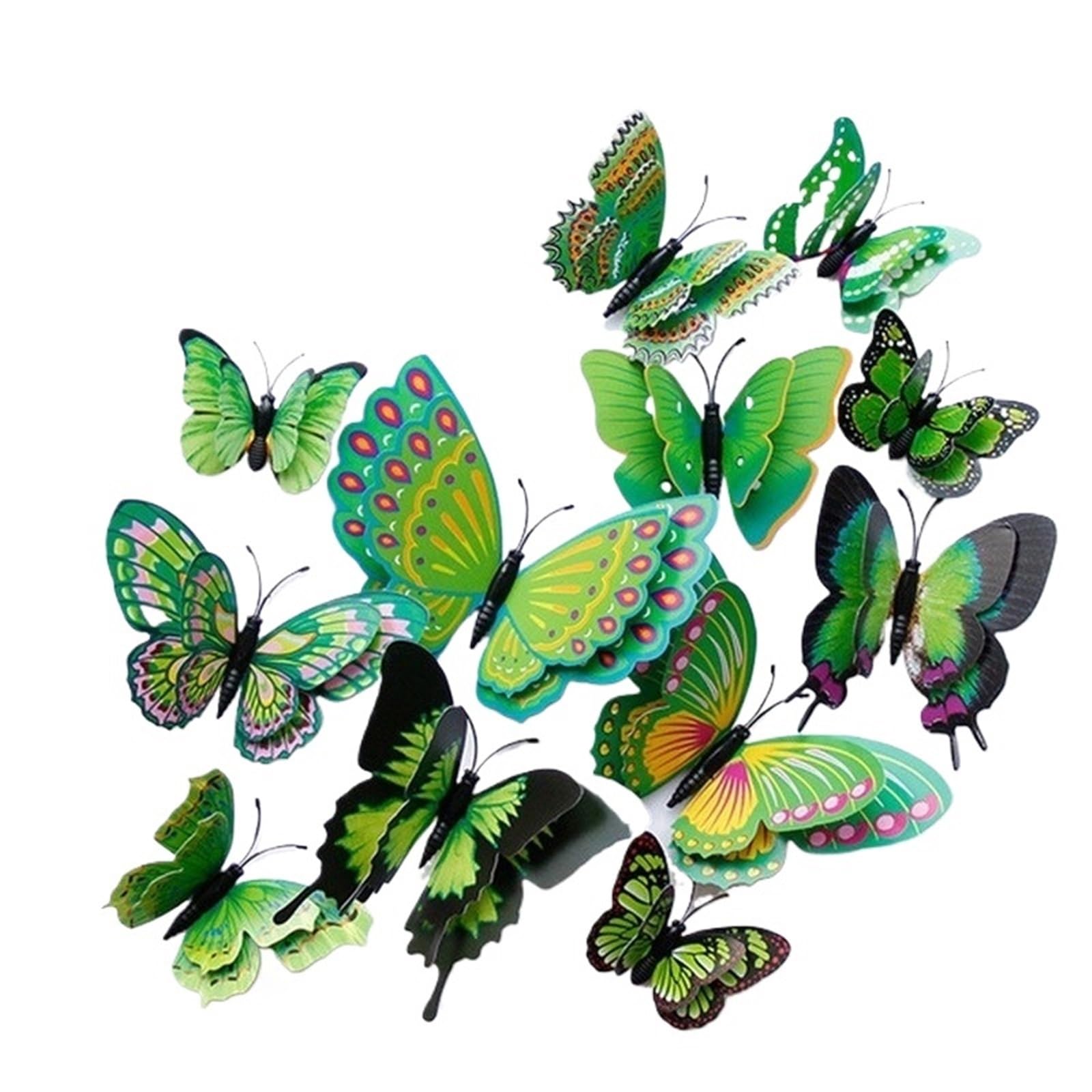 3D Butterfly Wall Decoration 12PCS 3D Double-Layer Simulation Butterfly Wall Sticker Refrigerator Magnet Rooms Kitchen Home Decor(Silver)