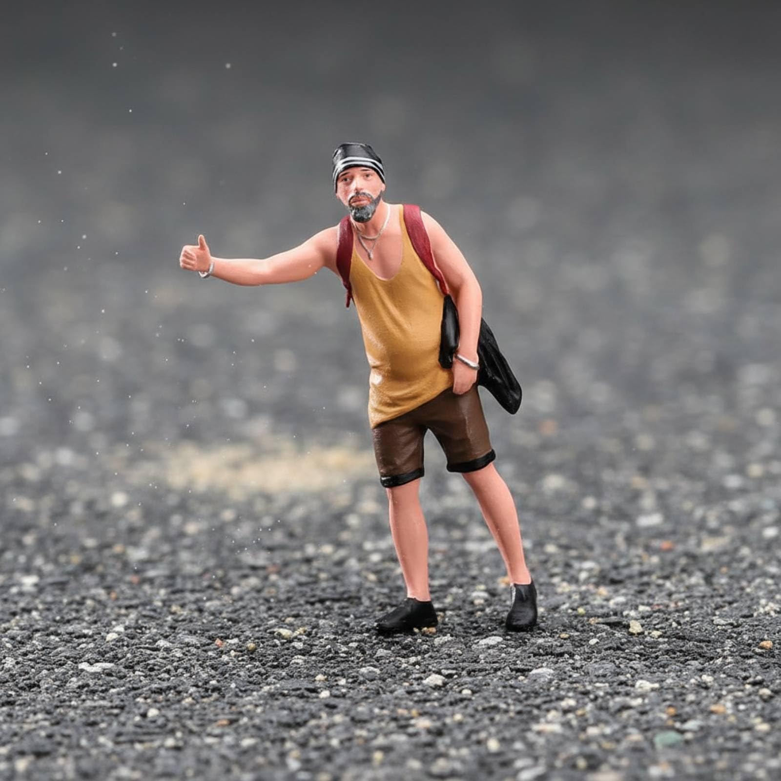 Handbemalte Resinfigur Detailreich handbemalte Miniaturfigur Kompakt stehende Reisende Figur für Modellautoszenen, 拦车大叔B款, 1/18