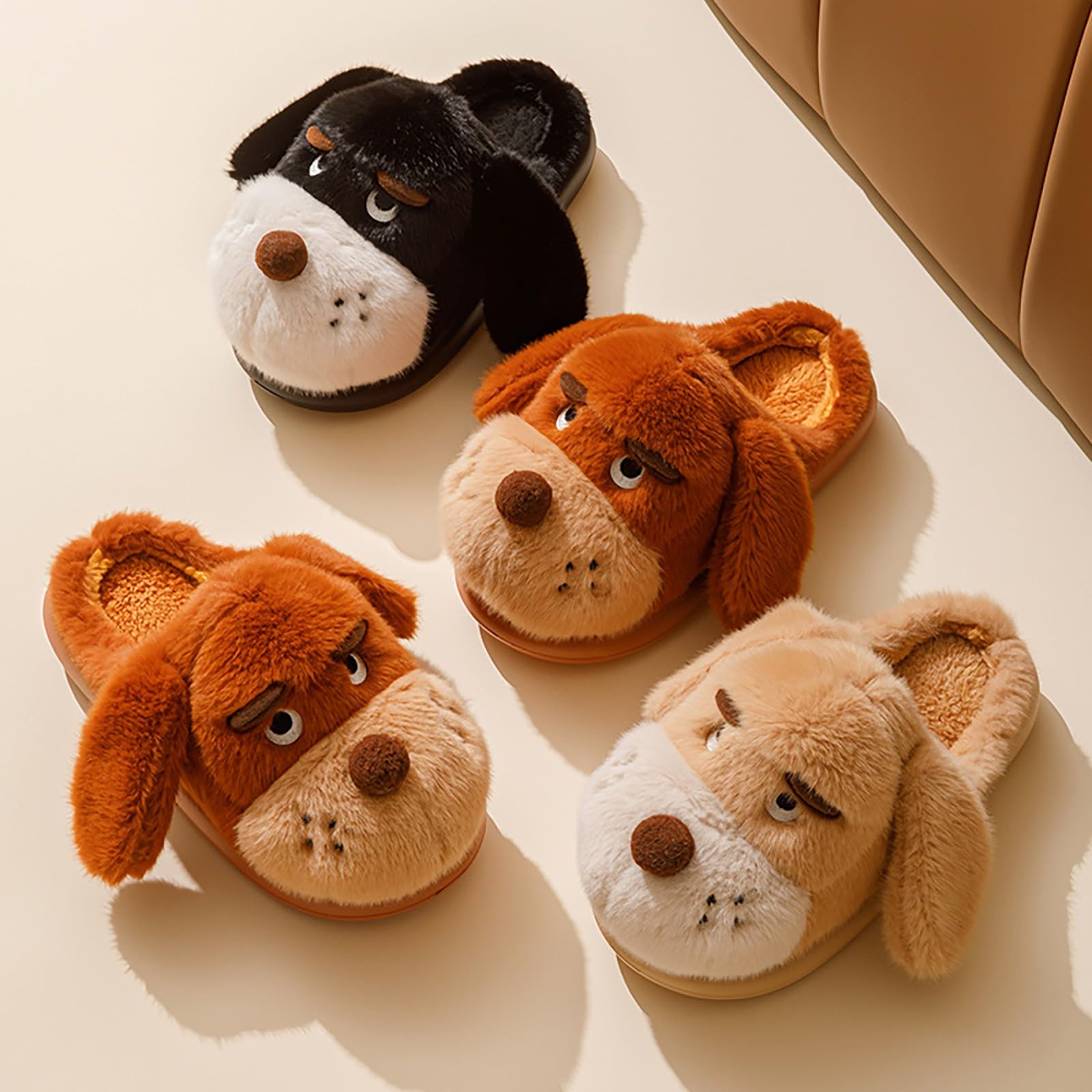 Pantuflas de felpa para mujer lindas dibujos animados, pantuflas cómodas
