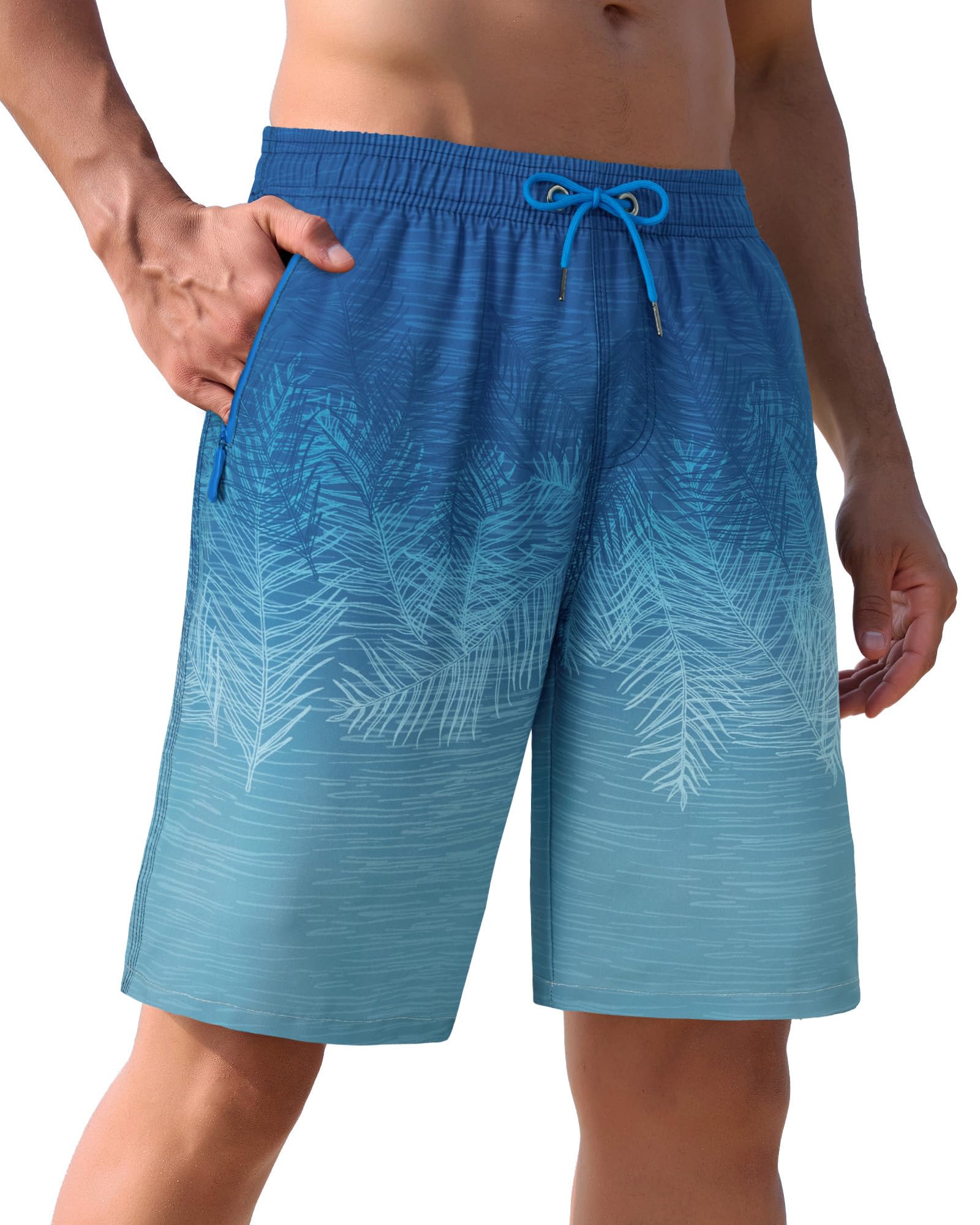 APTRO Herren Badehose Lang Badeshorts mit Mesh-Futter Schnelltrocknend Boardshorts mit Reißverschlusstaschen Sport Shorts