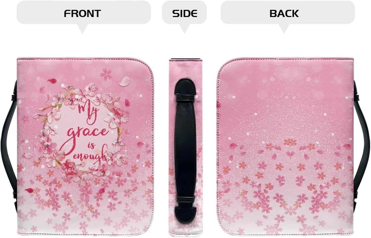 Handle Bible Cover Church Book Cover,Carrying Book Case Bible Protective with Pen Slots and Zippered Pocket