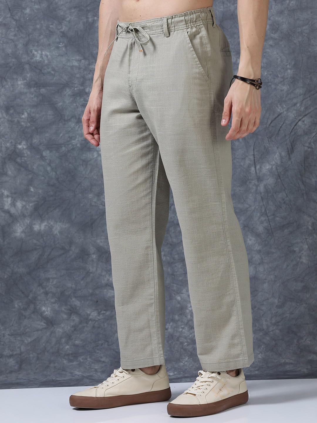 Shasmi Pantaloni da uomo in lino di cotone bianco, vestibilità comoda, casual, estivi, con coulisse, leggeri, comodi, per la spiaggia e tutti i giorni (pantaloni 289)