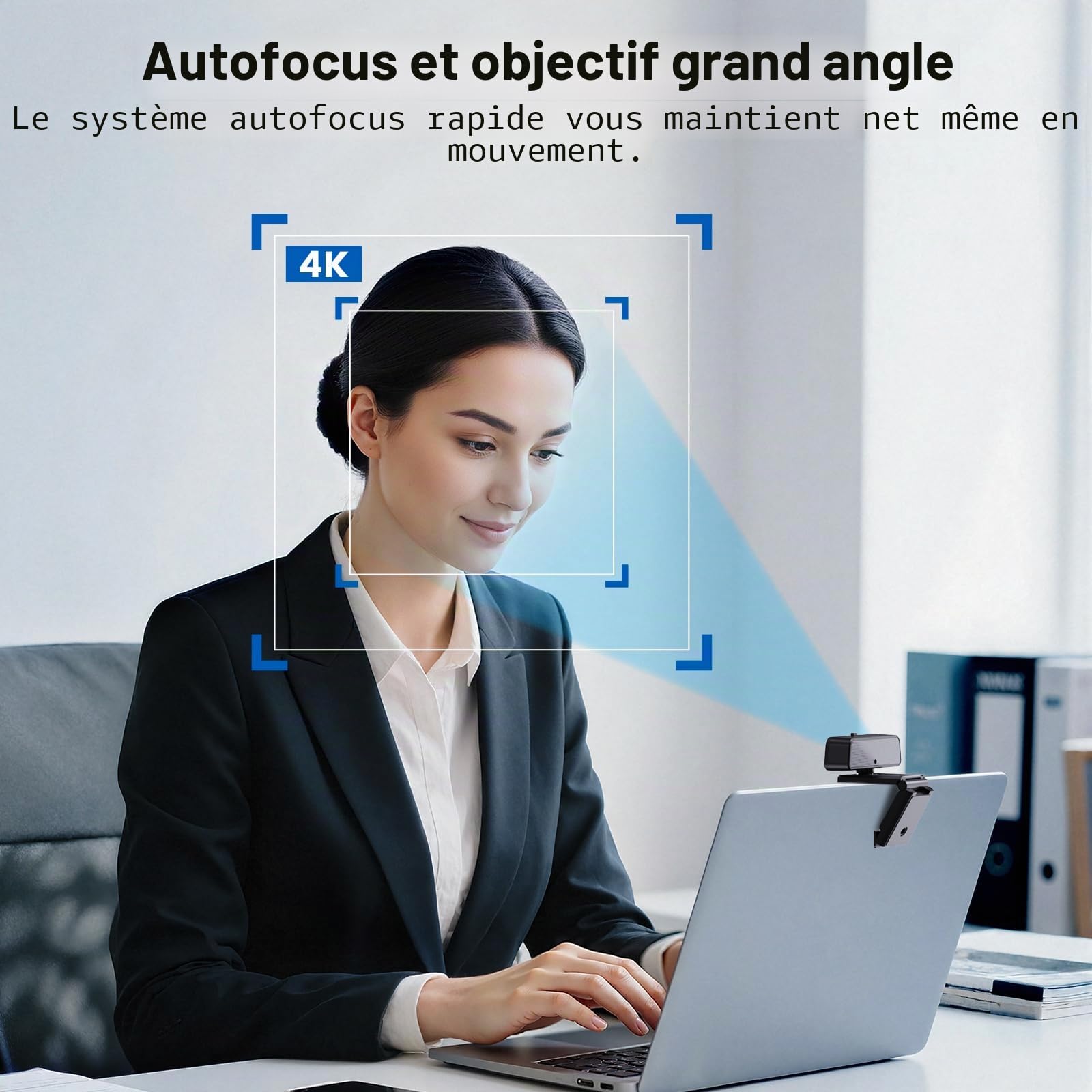 Webcam 4K UHD – Caméra de Streaming avec Microphone Anti-Bruit & Autofocus – pour Youtube, Twitch, Zoom - Compatible Windows, Mac, Linux – Plug and Play