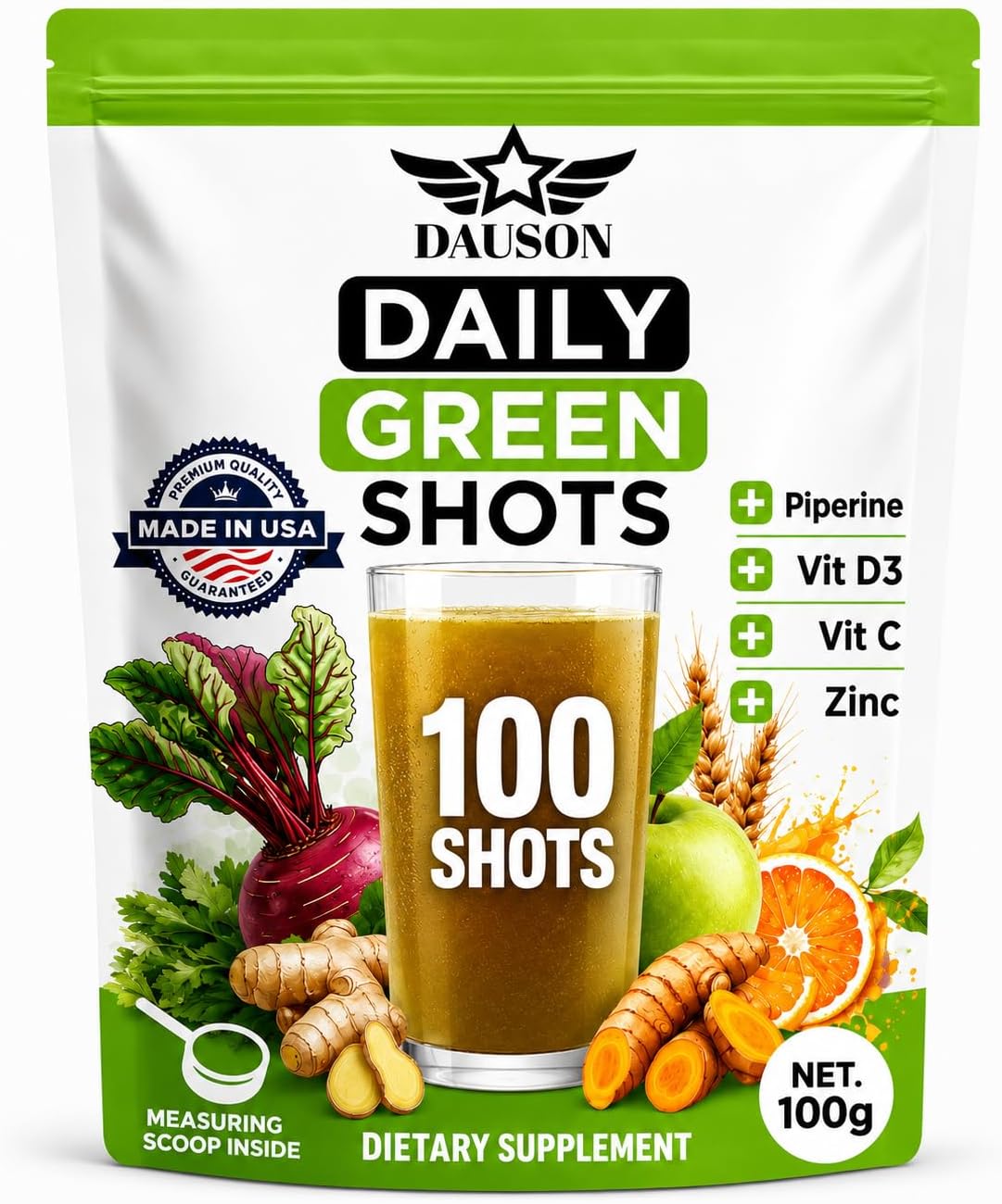Super Green Shots for Daily Intake | 100 Servings