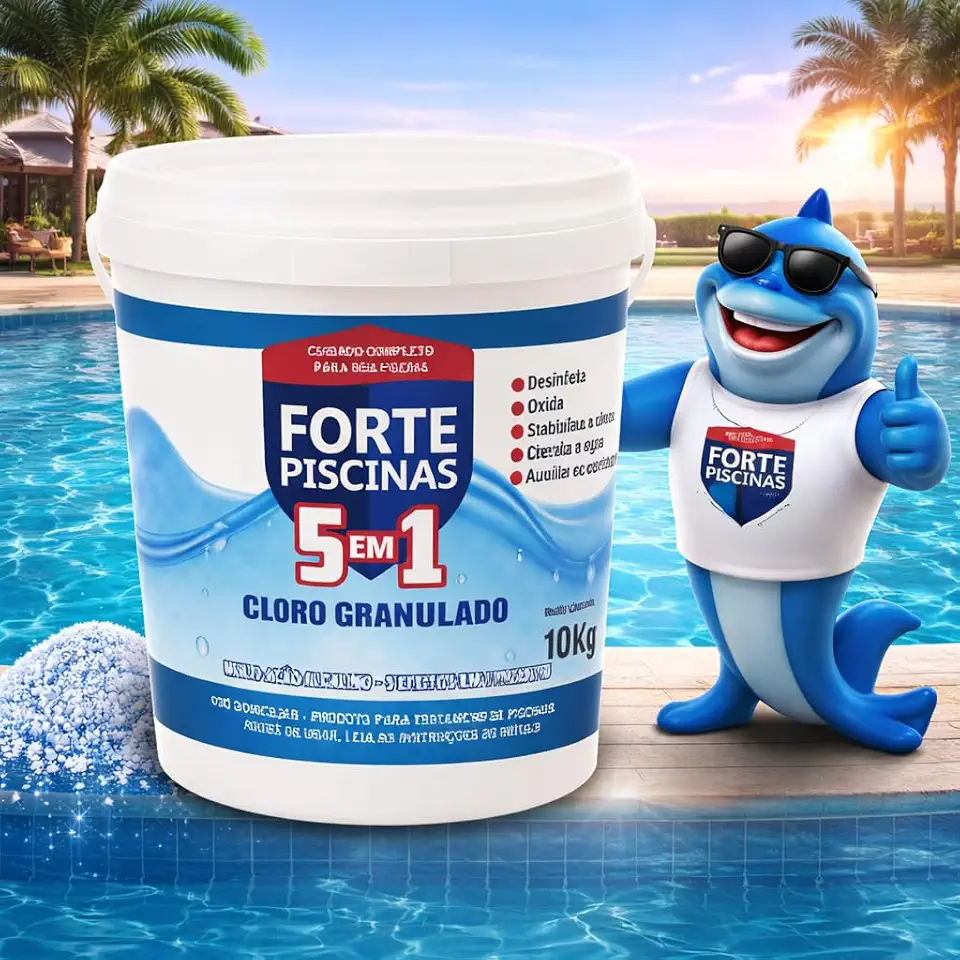 Cloro Glanulado 10kg Multipla Ação 5 em 1 Para Piscinas - Linha Premium Penta H+