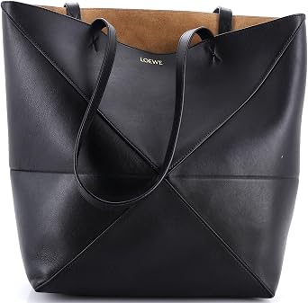 Pre-Loved Puzzle Fold Tote Leather Medium, Black
