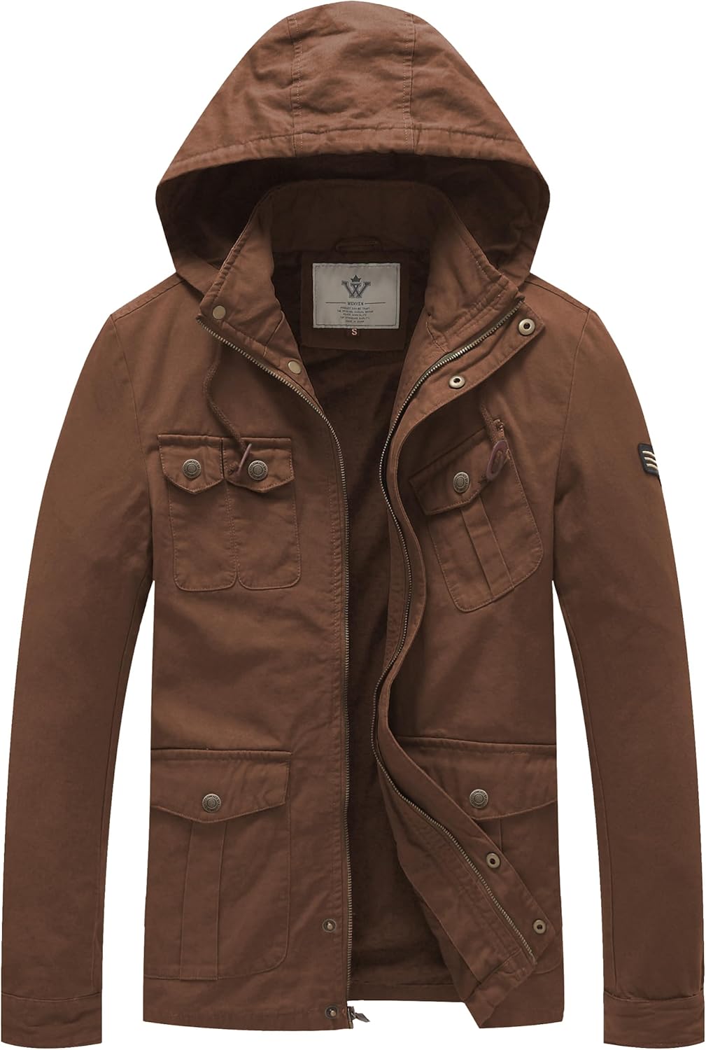 WenVen Men’s Casual Canvas Cotton Jacket Hooded Military Utility Jacket WenVen Men’s Casual Canvas Cotton Jacket Hooded Military Utility Jacket