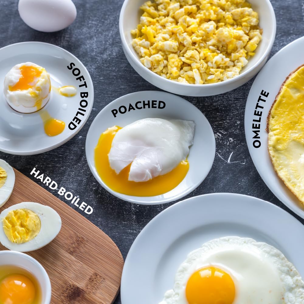 Borosil Electric Egg Boiler, 8 Egg Capacity, For Hard, Soft, Medium Boiled Eggs, Steamed Vegetables, Transparent Lid, Stainless Steel Exterior