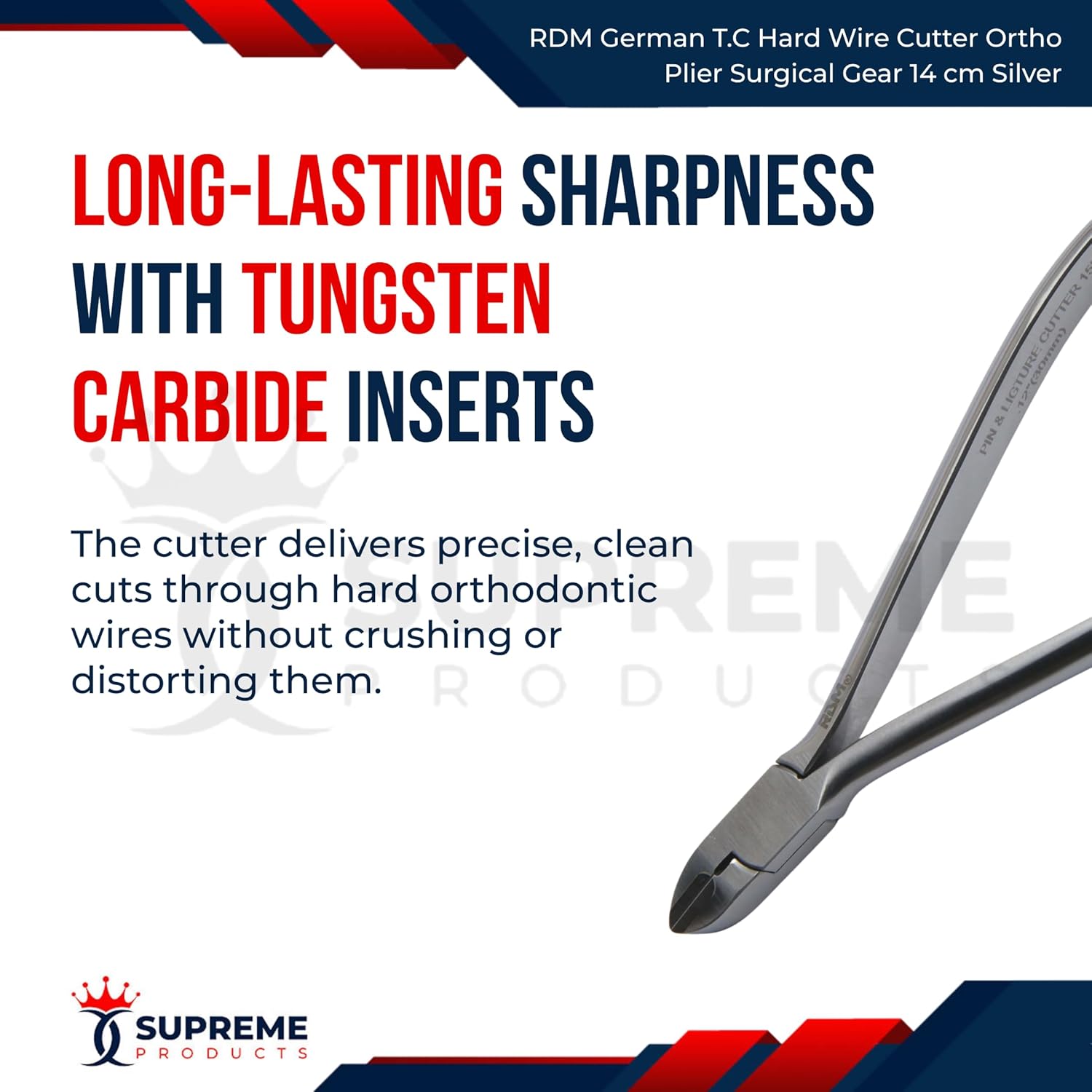 RDM Hard Wire Cutter German Tungsten Carbide (TC) Inserts Ortho Dental Instruments