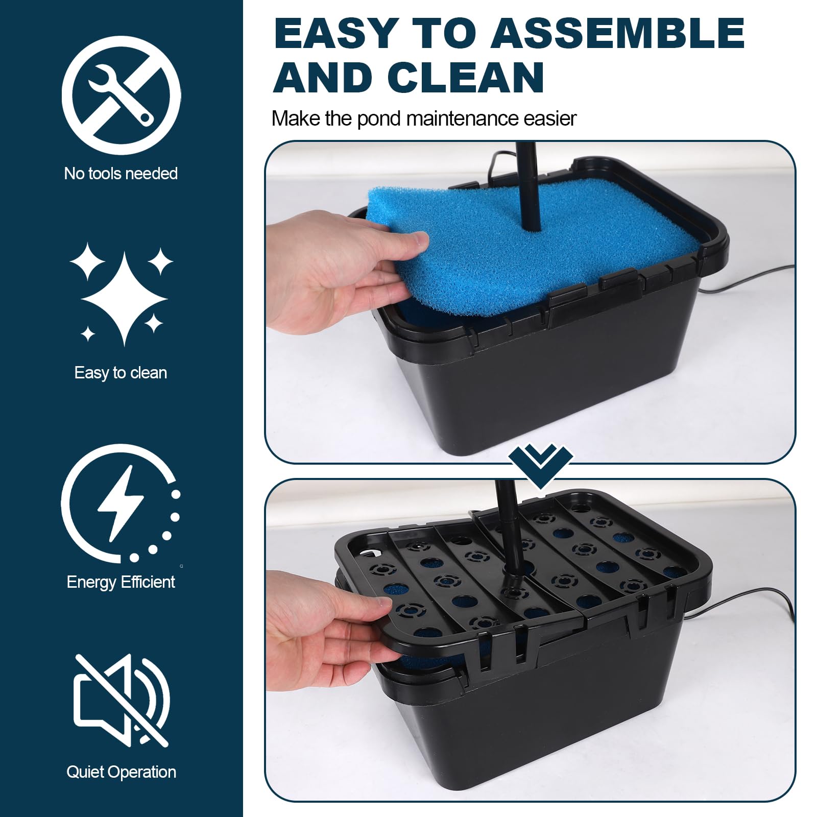 CPROSP Pompa per laghetto solare 390 l/h, pompa per laghetto da esterno con 2 inserti per fontana, modulo solare da 8 Watt, pompa solare, set completo per acqua pulita in laghetto da giardino