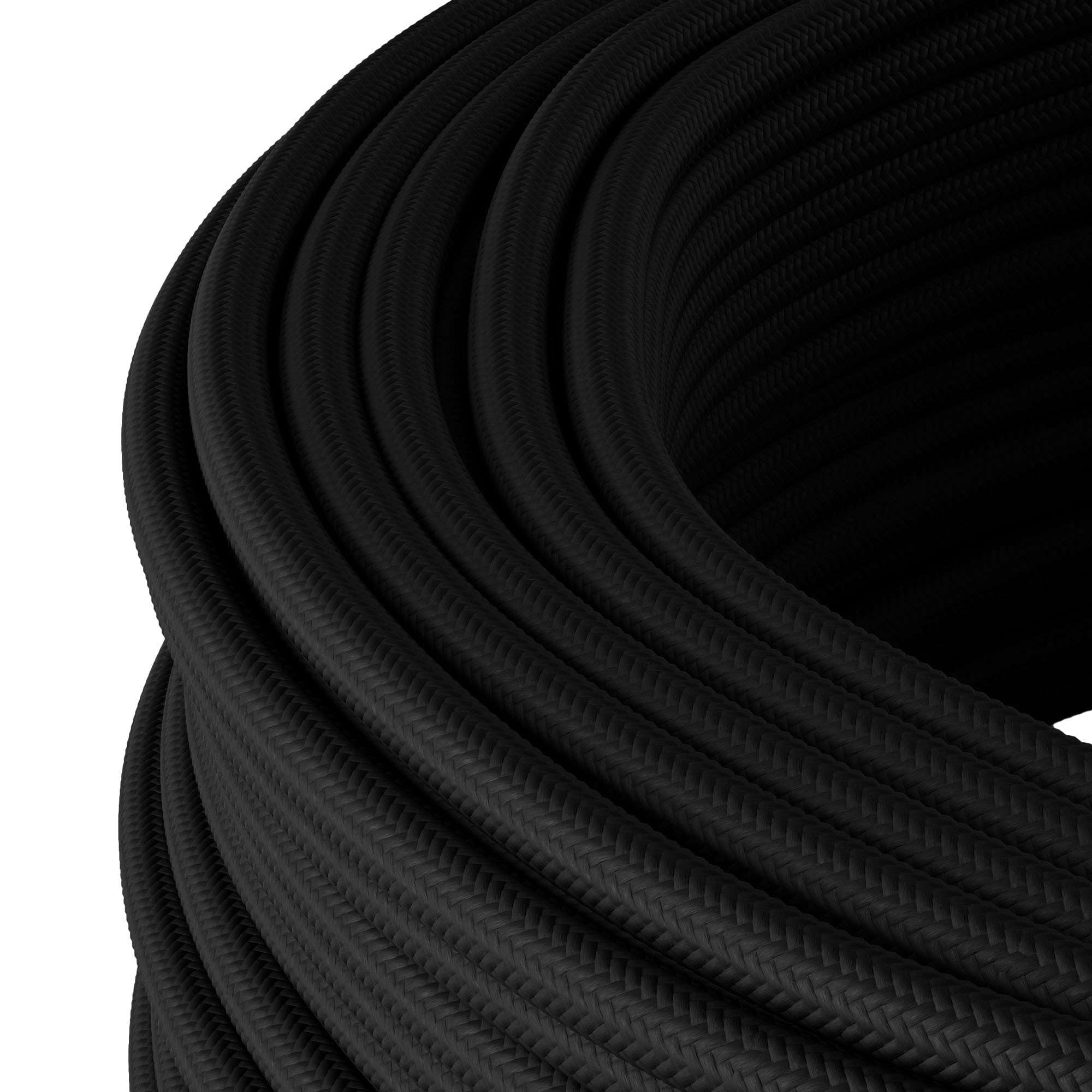 Textilkabel für Elektroinstallation (NYM-J, starre Mantelleitung), 3×1,5mm², Schwarz - 10 Meter
