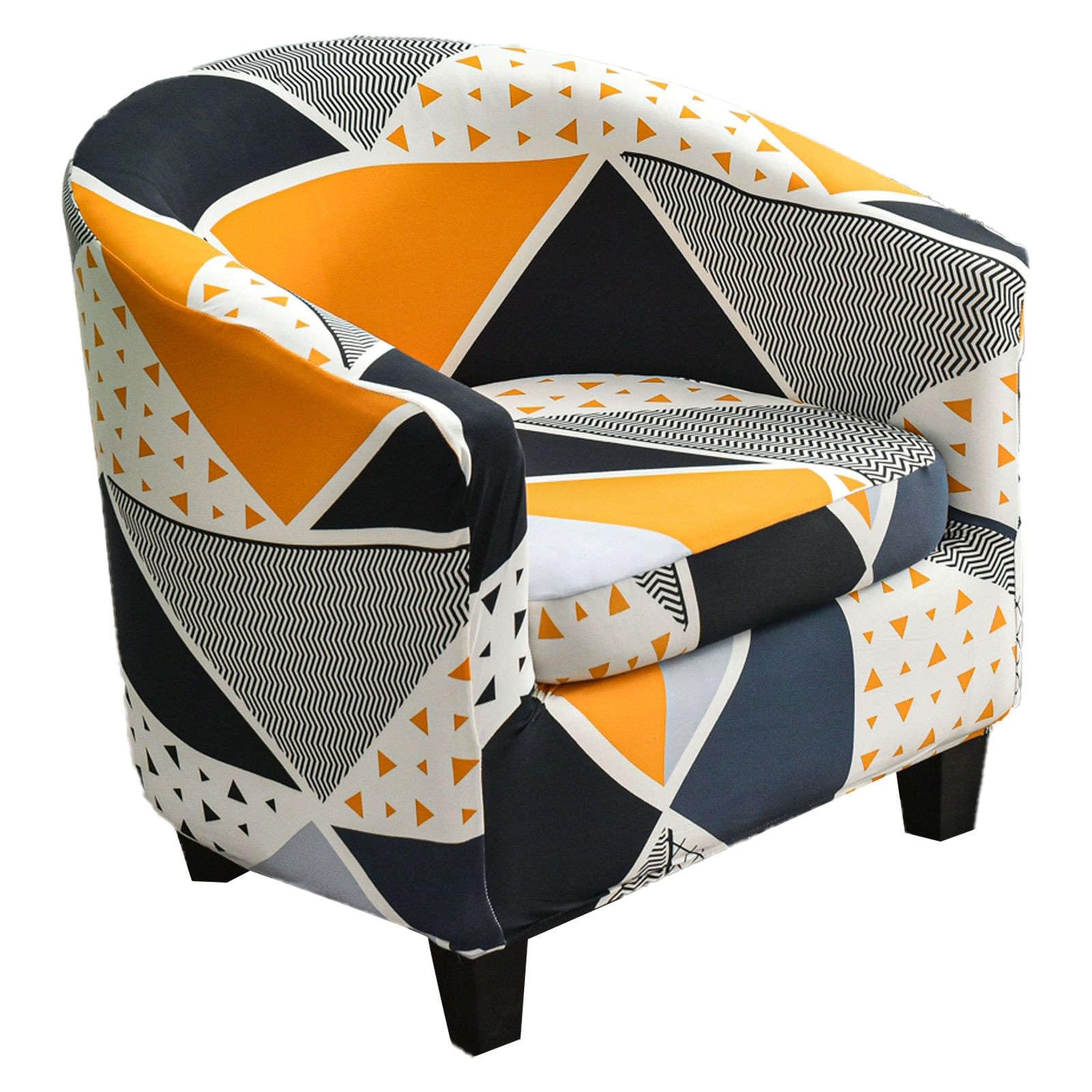 ZRCYXDW 2 Pieces Club Chair Slipcover, Stretch Tub Chair Slipcover Printed Soft With Elastic Bottom Tub Chair Cover For Living Room-D-2 pieces