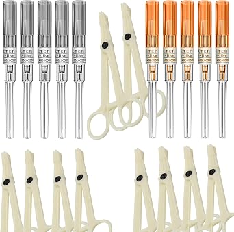 Piercing Needles - Mixed 14G 16G 18G 20G 22G Ear Nose IV Needles, Piercing Clamps Kit