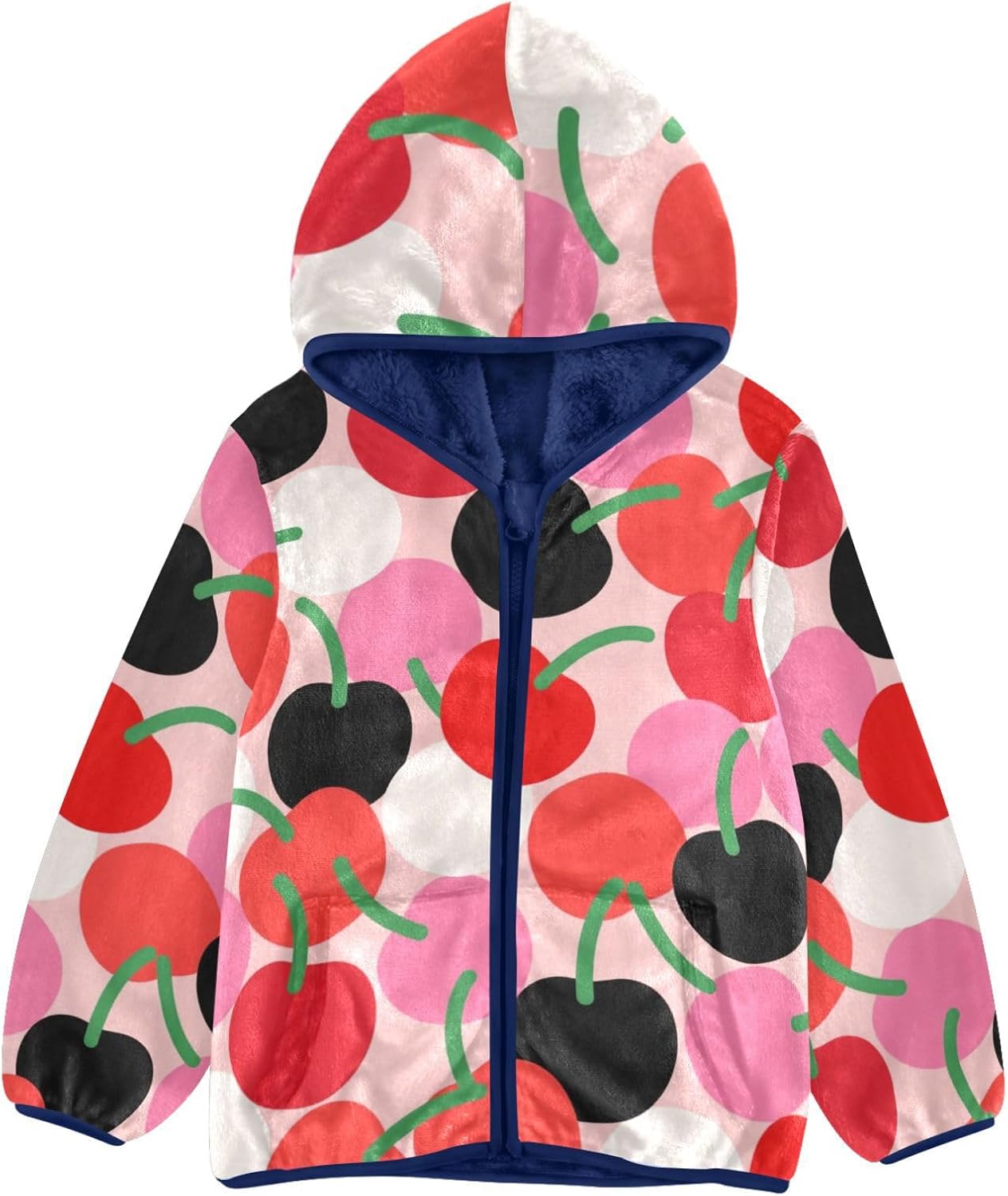 Cartoon Cute Cherry Red Boys Zip Sweatshirt Outerwear Jackets & Coats Navy Blue Baby Boys Clothes