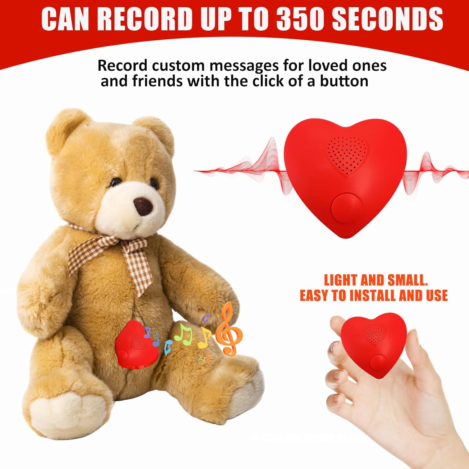 Voice Recorder,XLW 350s Voice Box for Recordable Presents Button Sound Box for Stuffed Animals, Mother's Day Valentine Christmas Plush Toy,Manual DIY Creative Sound Present for Boys Girls-2P