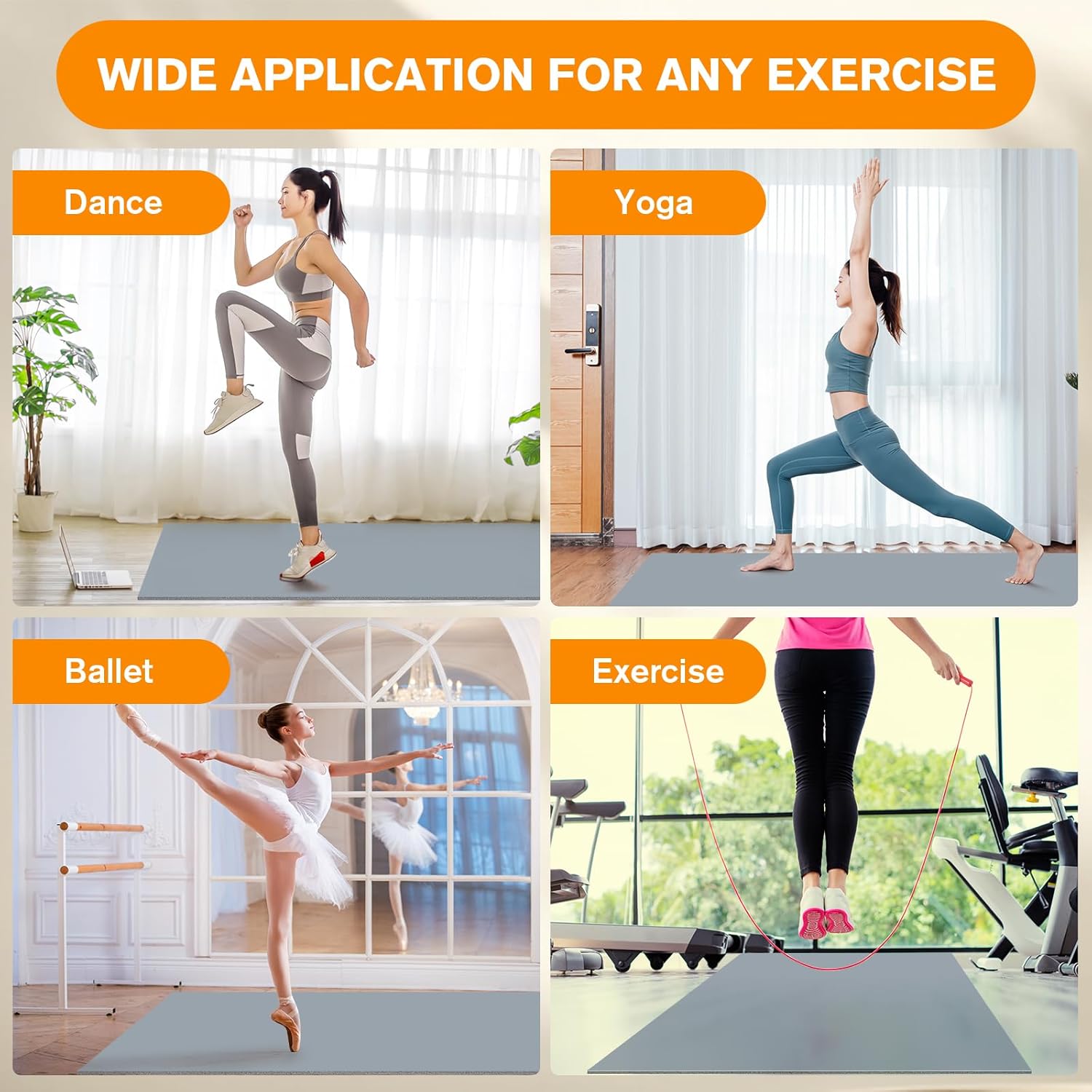 Non-Slip Dance Floor, Portable PVC Workout Pad for Ballet Pilates- Perfect for Home Dance