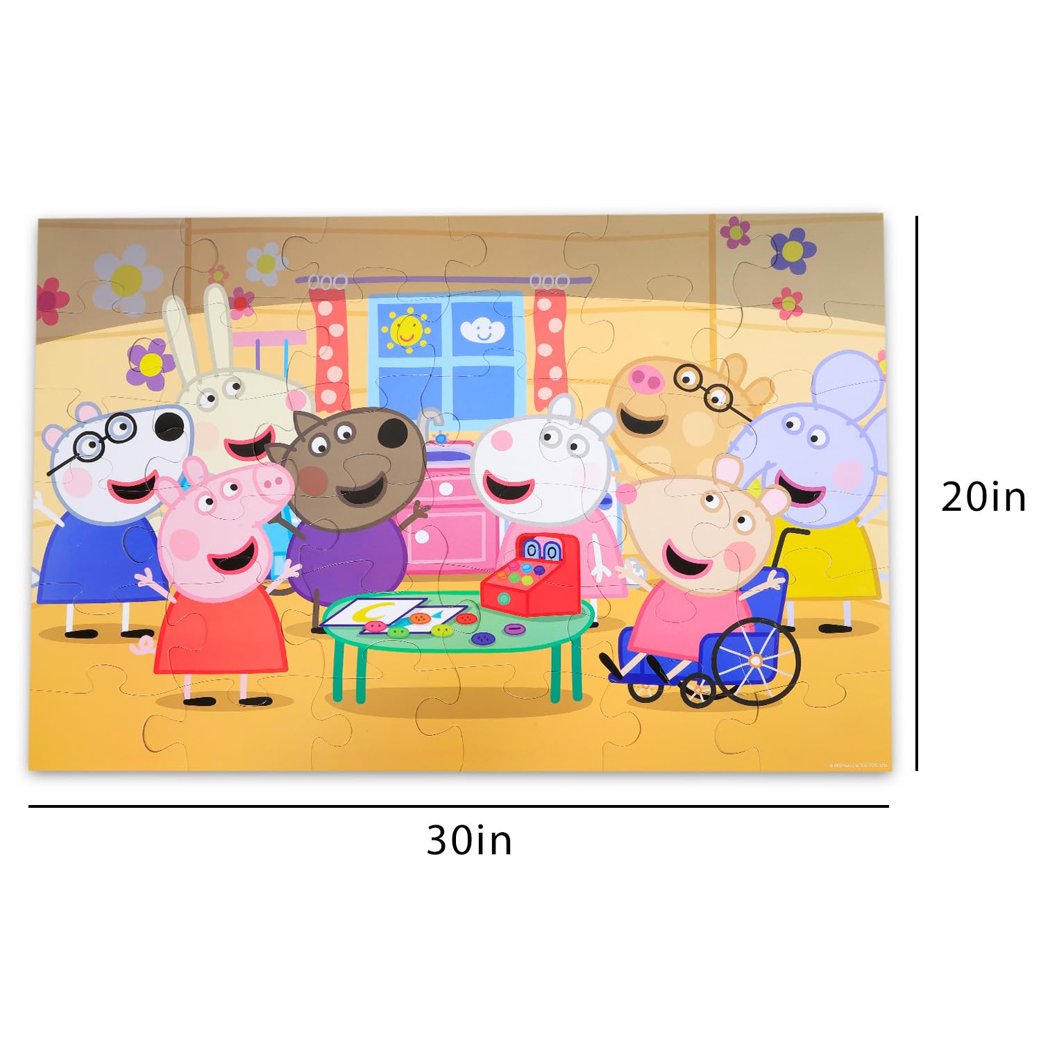 Peppa Pig Bodenpuzzle für Kinder im Alter von 3–5 Jahren, Jumbo, 76,2 x 50,8 cm | Peppa Pig 36 Teile Puzzle, Bodenpuzzle, Aufkleber, mehr | Peppa Pig Spielzeug Puzzles für Jungen Mädchen Kleinkinder